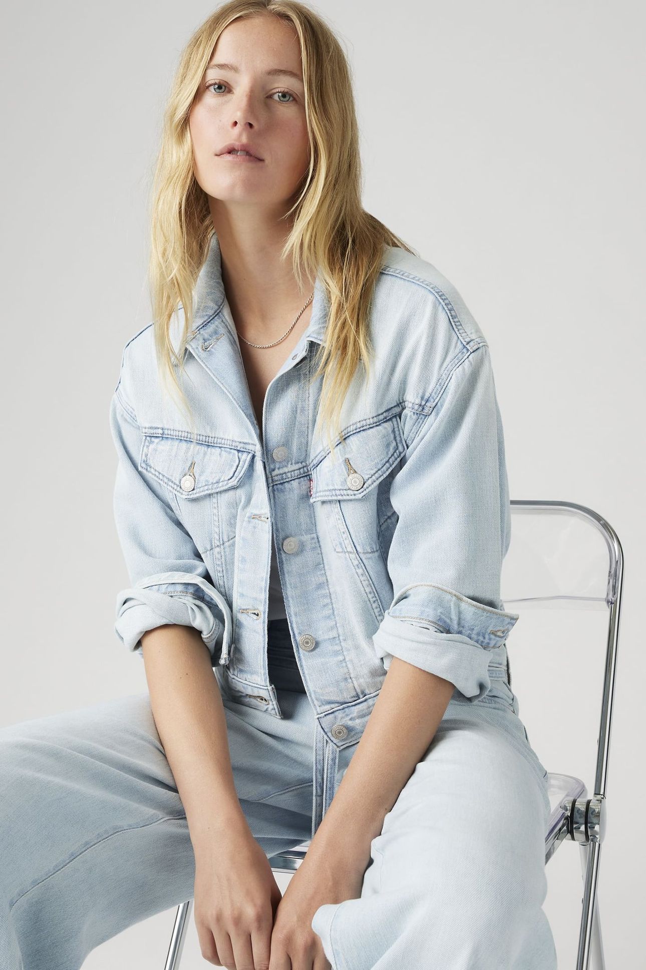 SHRUNKEN '90S LINEN+ DENIM TRUCKER JACKET 6
