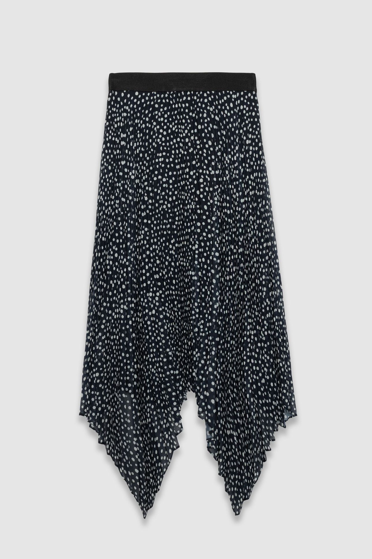 NAVY POLKA DOT PRINT PLEATED LONG SKIRT 4