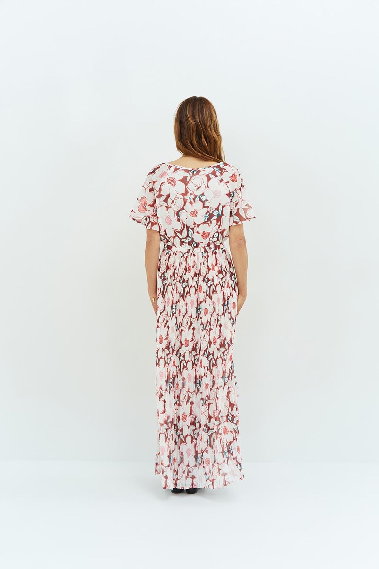 RAMIA _ ECRU MAXI DRESS WITH ARTY CAMELLIA PRINT 2