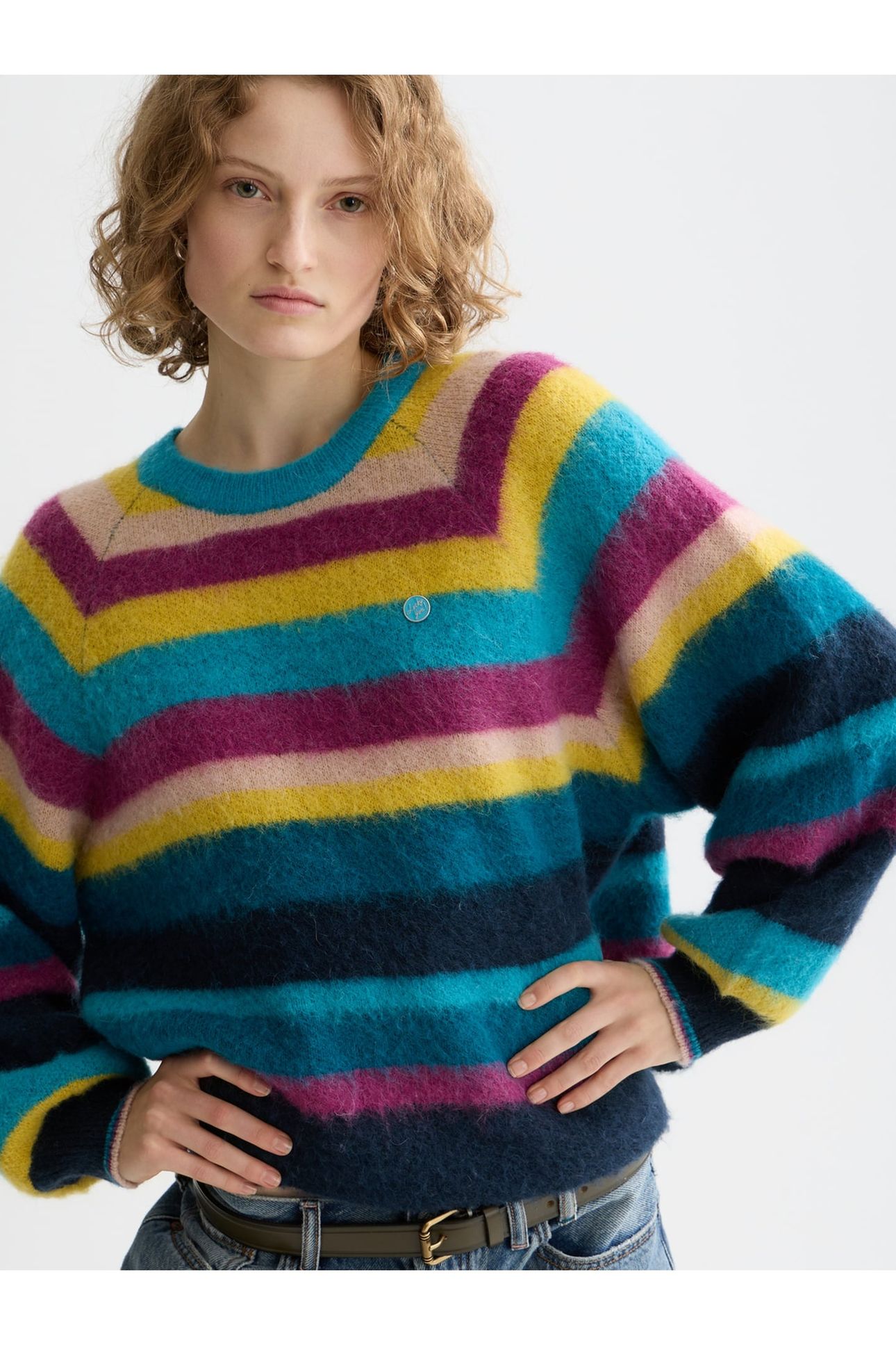 STRIPED OVERSIZED PULLOVER EL COSMICO STRIPE DEEP LAGOON 6