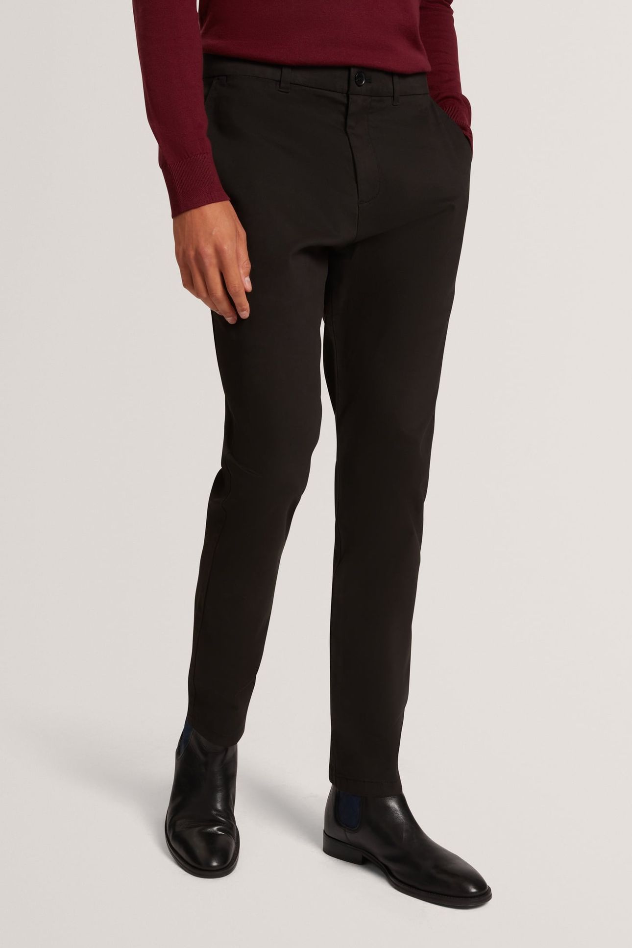SLIM COTTON STRETCH CHINO TROUSER BLACK 1