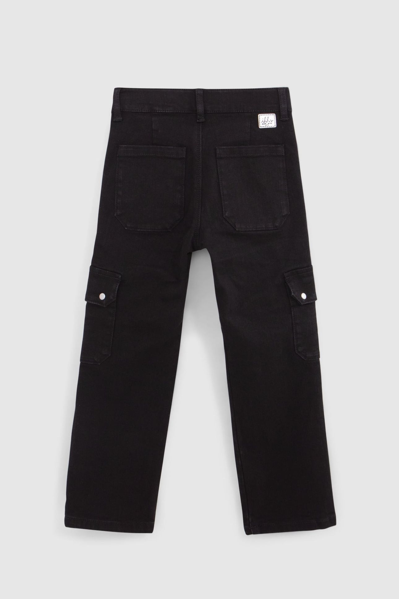 GIRL'S BLACK STUDDED STRAIGHT CARGO JEANS 2