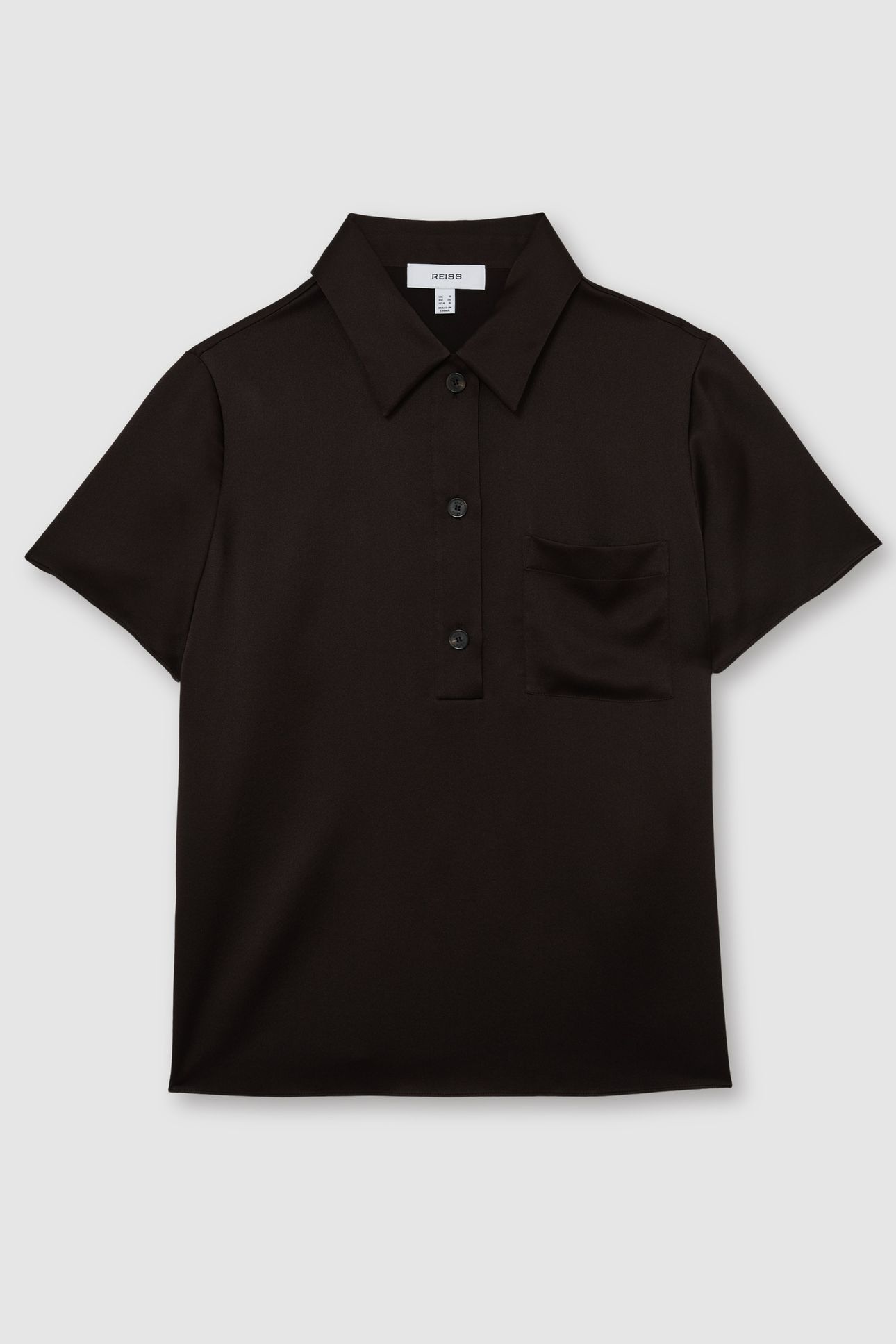 POCKET DETAIL SILK T-SHIRT CHOCOLATE BROWN 4