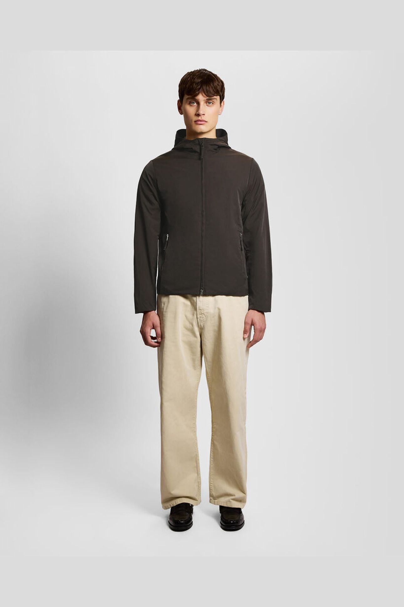 NYLON ZIP THROUGH HOODED JACKET LICORICE 3