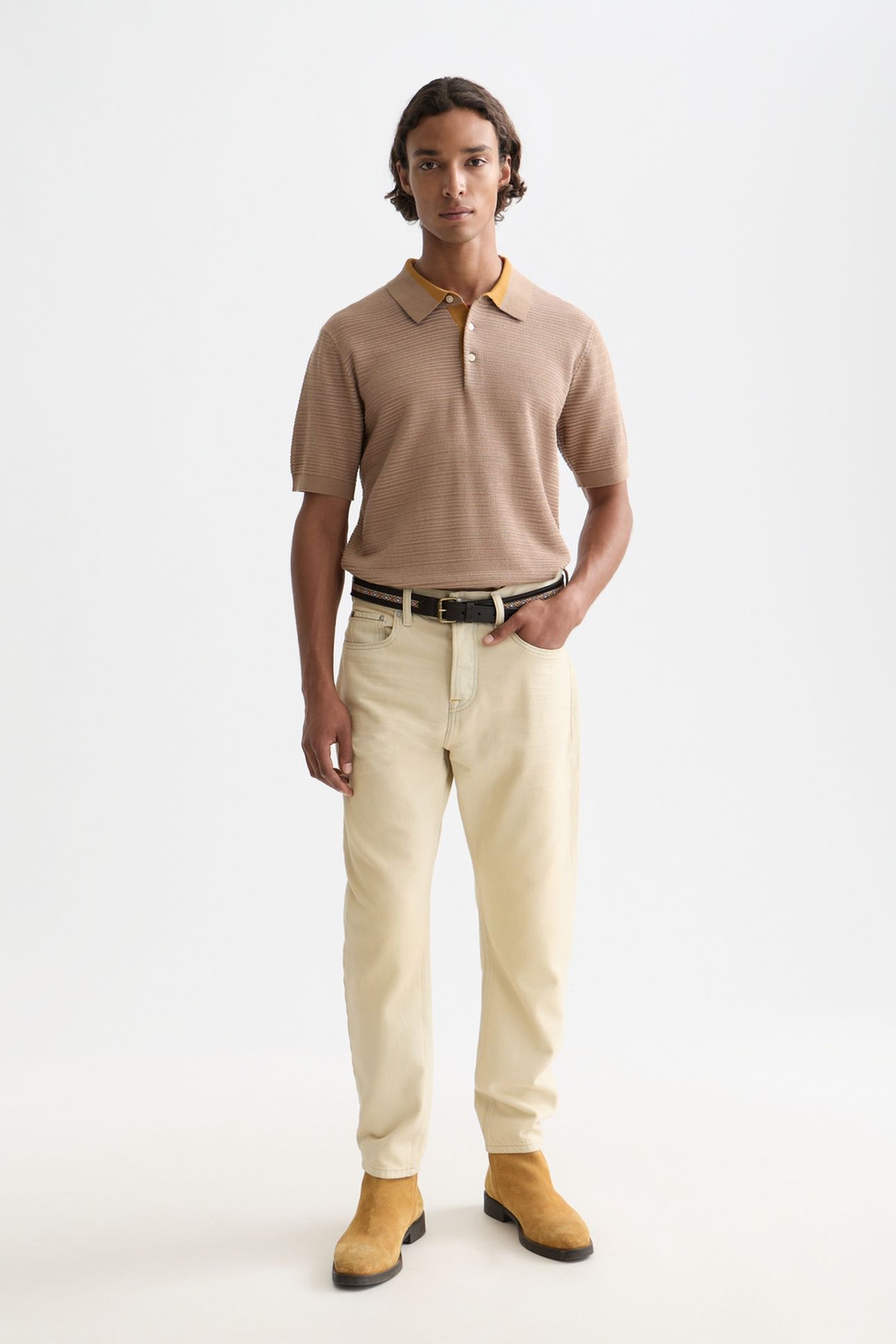 STRUCTURED KNITTED REGULAR-FIT POLO NAVY 3