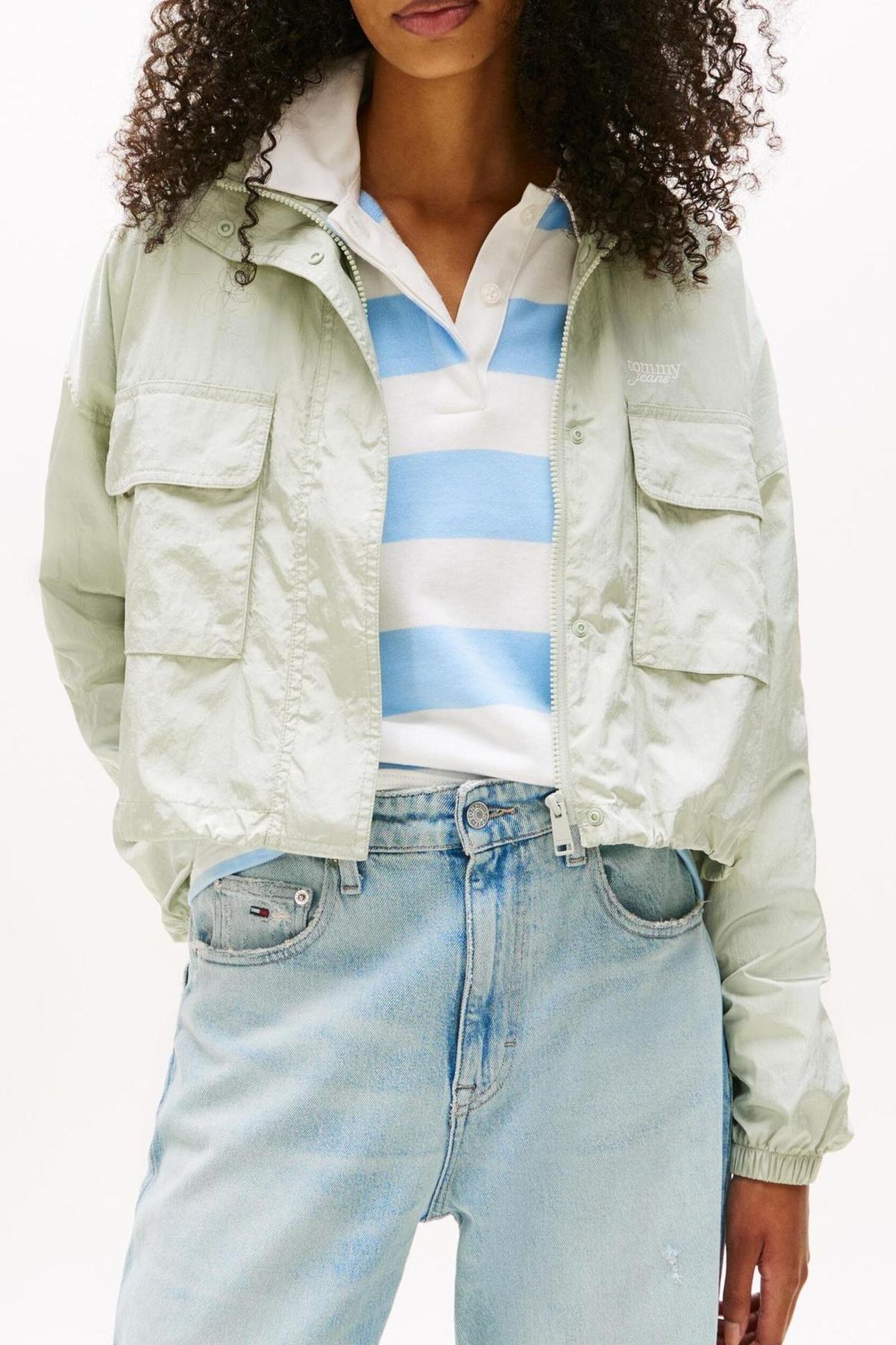 TJW STAND COLLAR WIND JACKET MISTY SAGE 1
