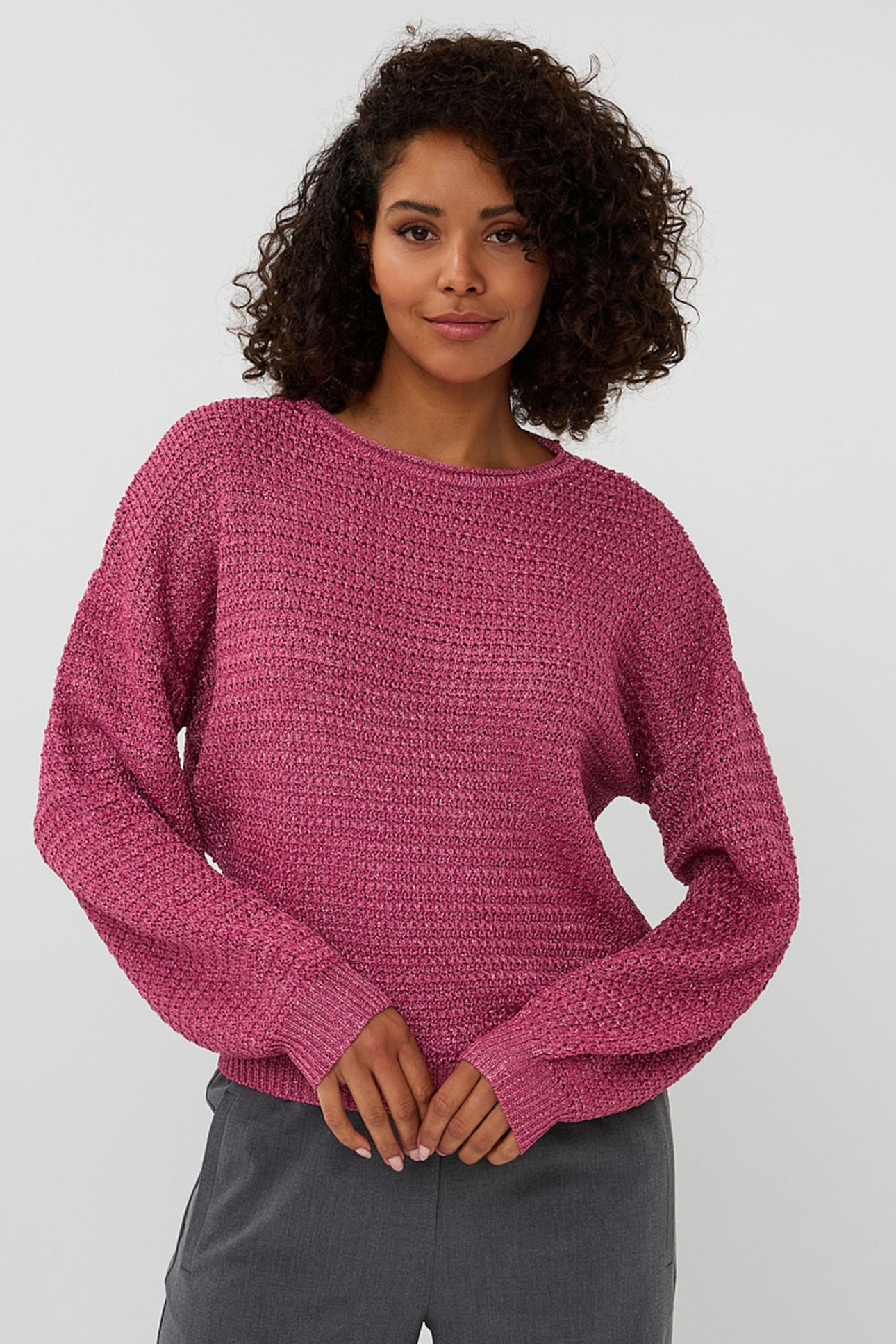 SWEATER OVERSIZED LUREX FRAMBOISE 2