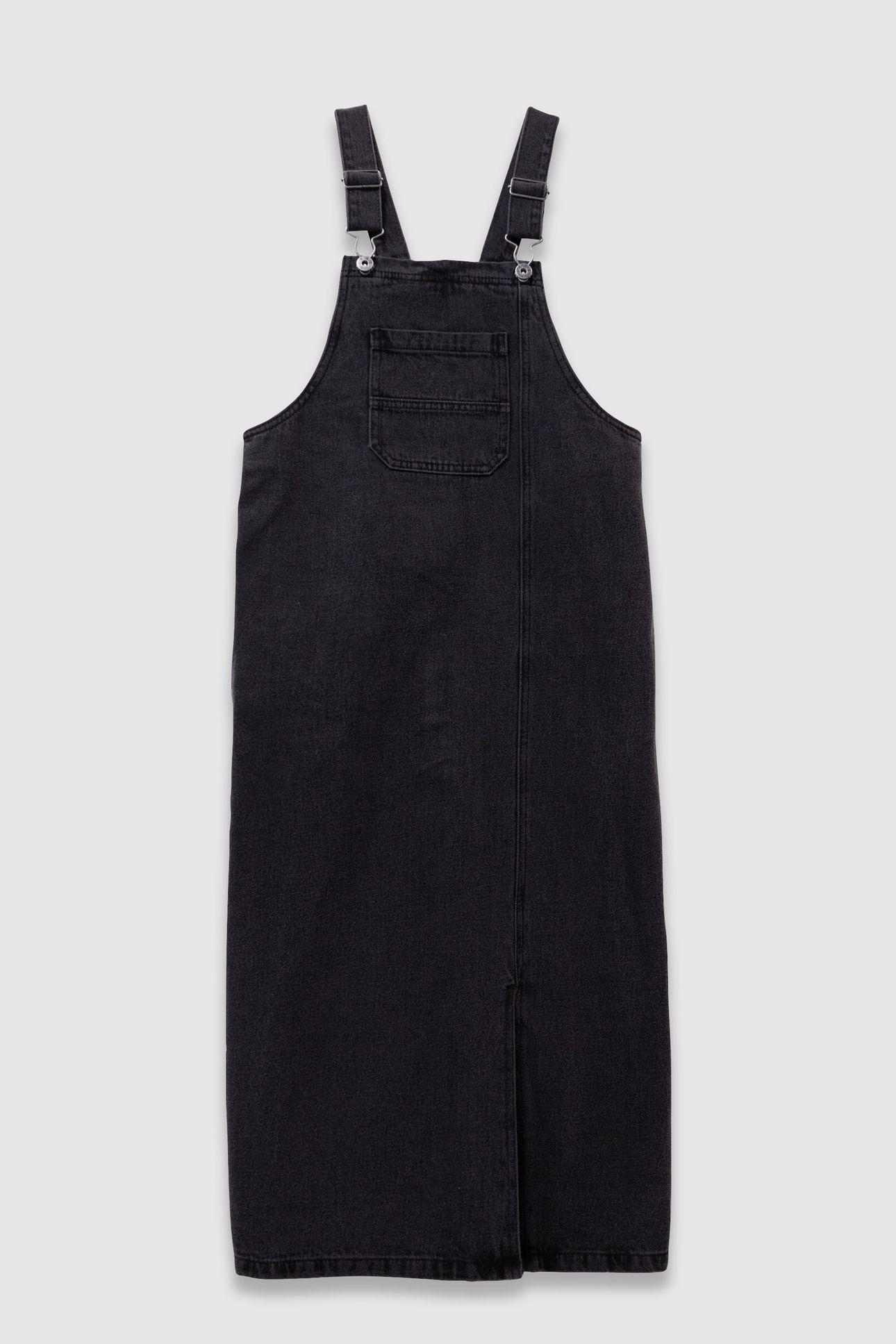 GIRLS’ GREY DENIM SPLIT MIDI DUNGAREE DRESS 2
