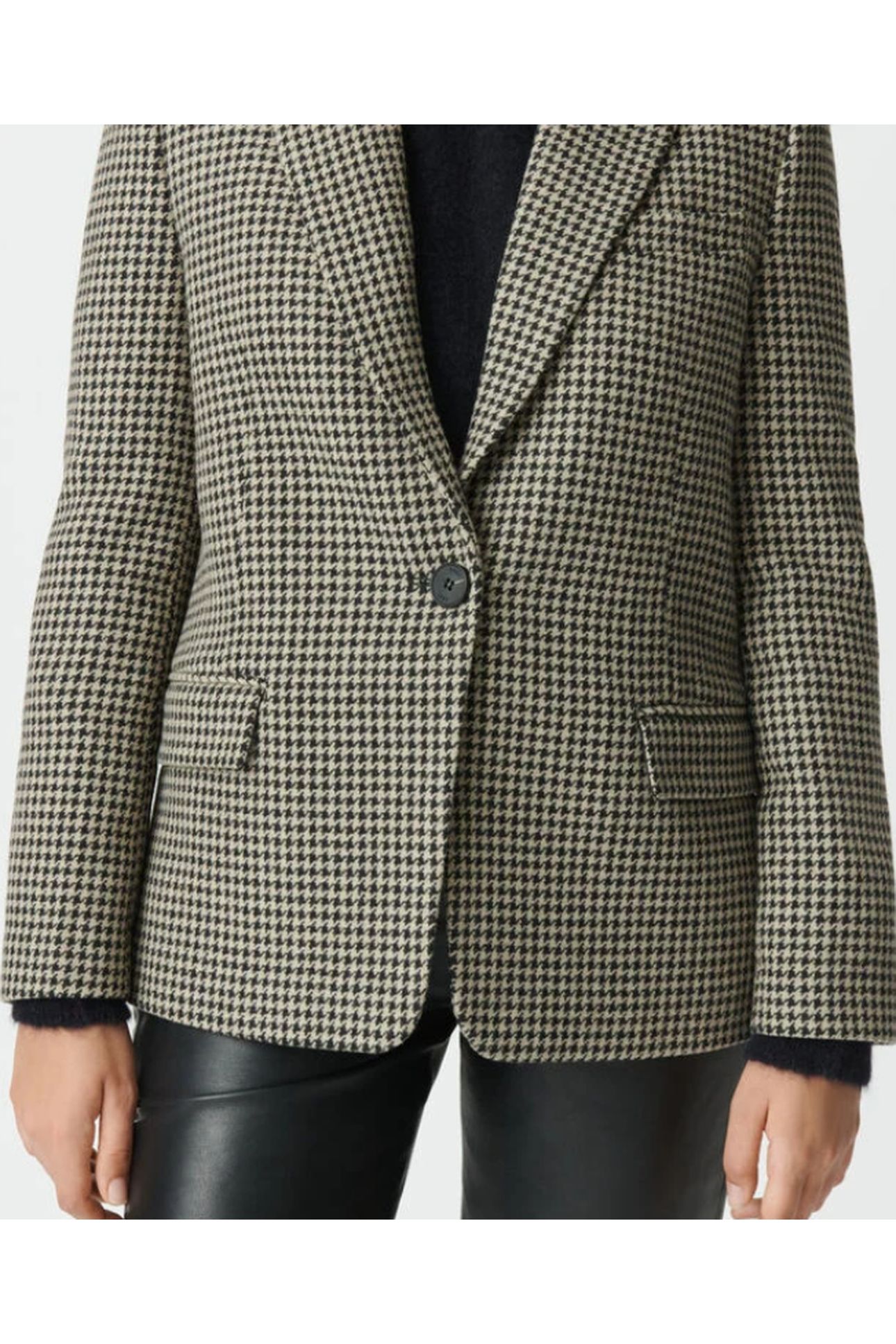 BEIGE HOUNDSTOOTH SUIT JACKET 5