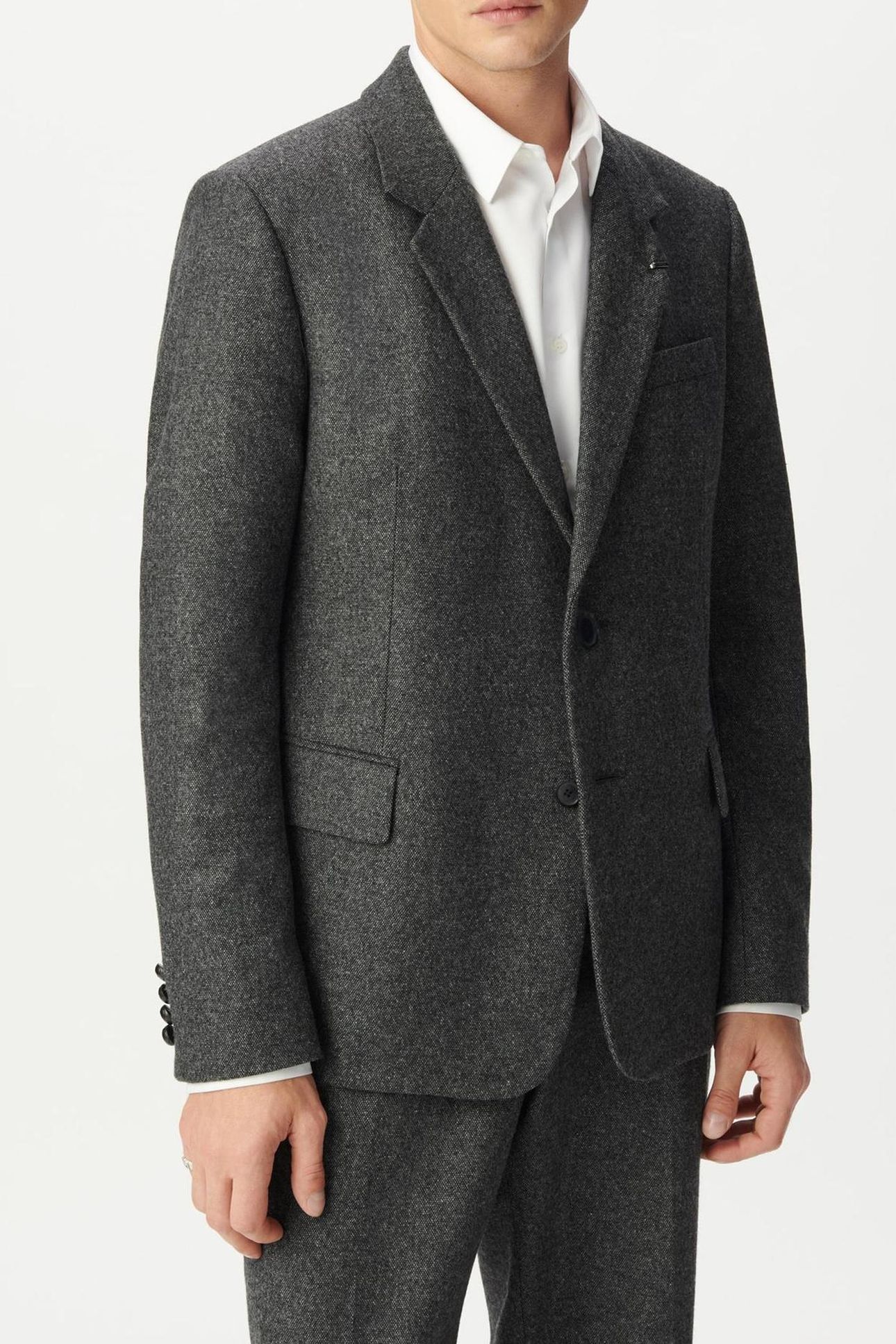 DARK HEATHER GREY TWEED-LOOK SUIT JACKET 1