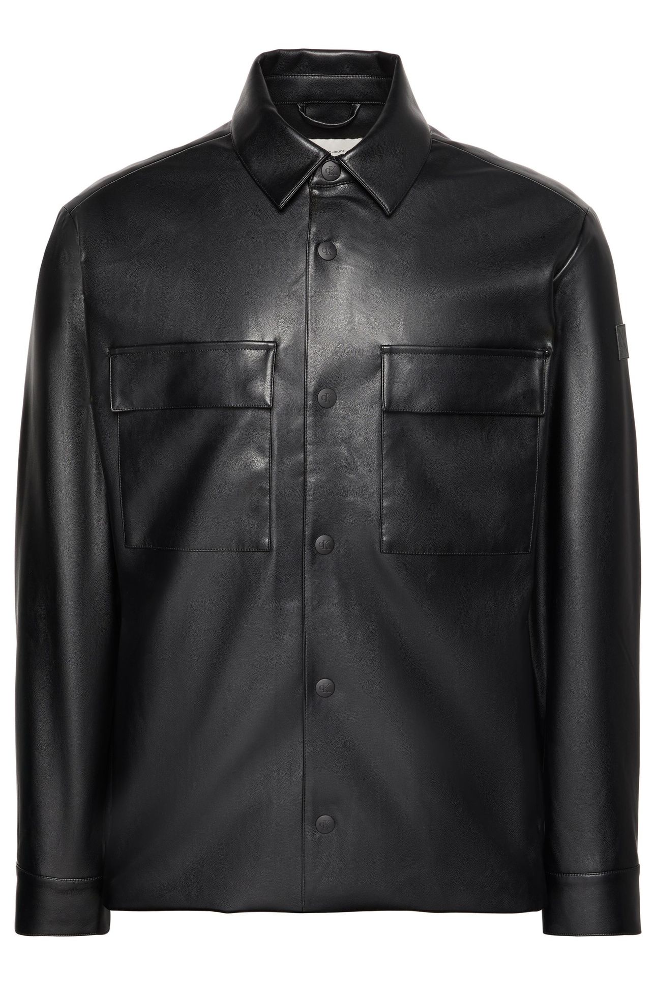 LS FAUX LEATHER SHIRT BLACK 1