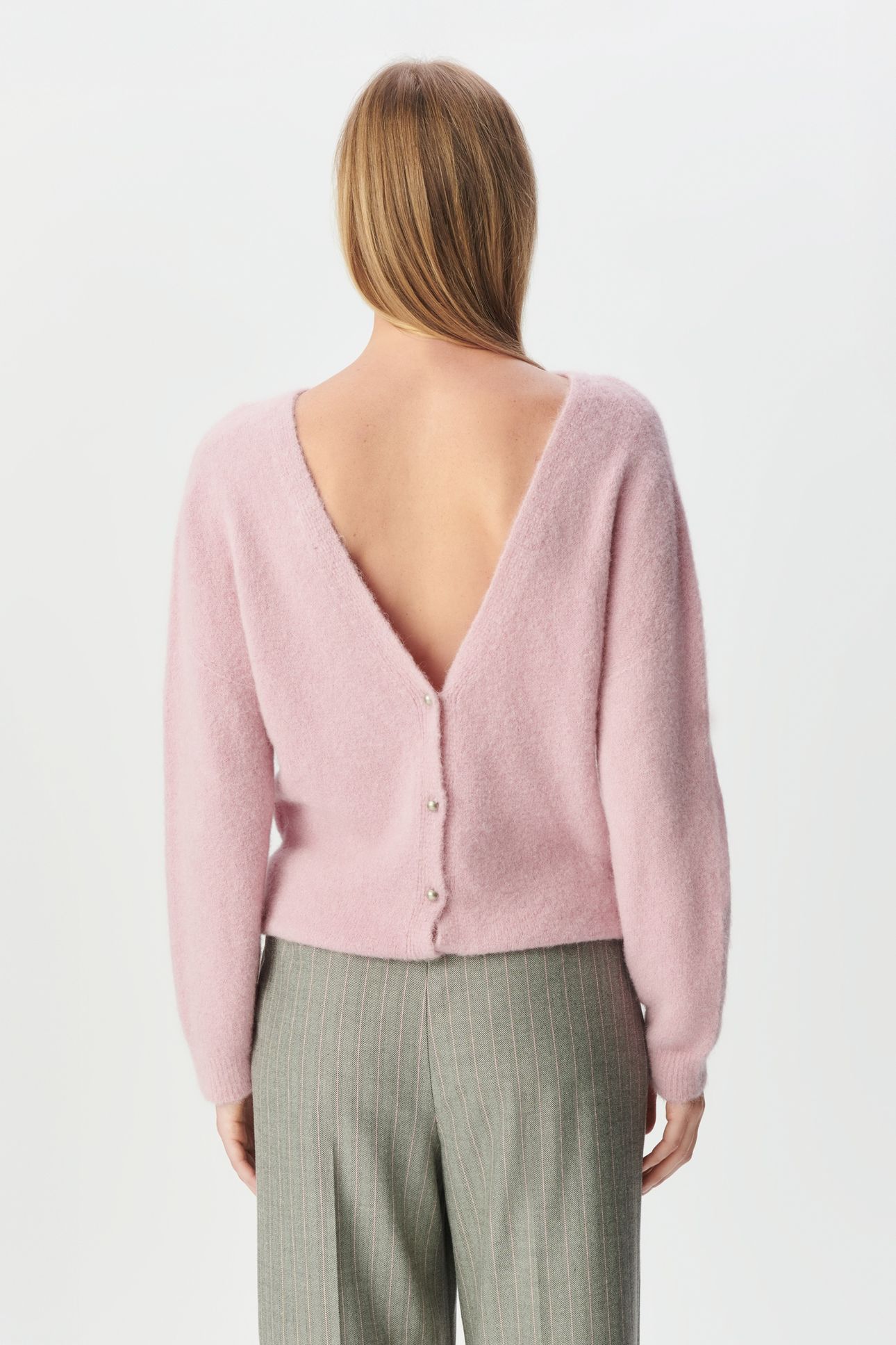 PINK FINE KNIT BACK/FRONT REVERSIBLE CARDIGAN 6