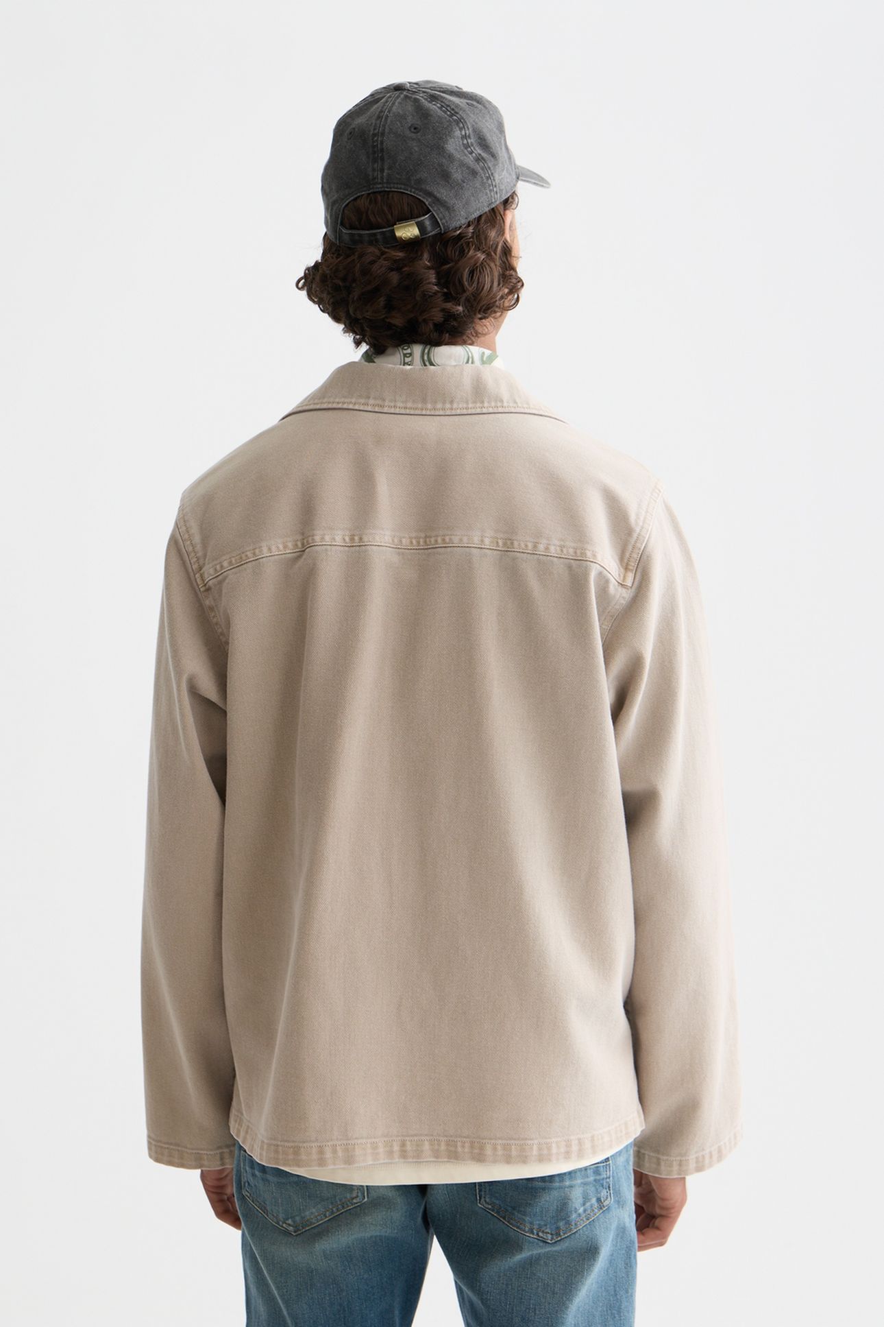HALF CLOSURE WASHED OVERSHIRT WHITE TRADITIONAL 2