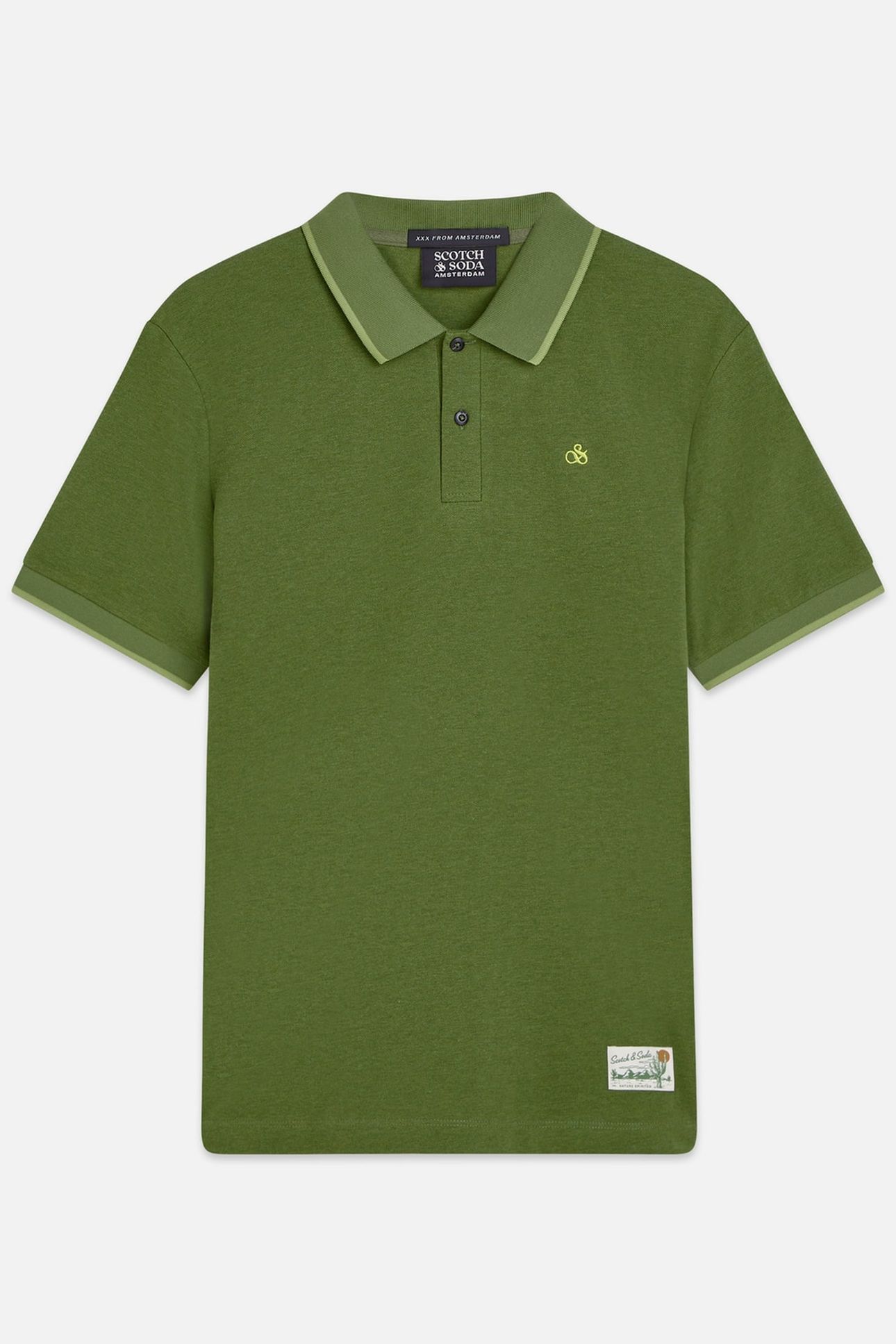MELANGE CHEST LOGO REGULARFIT POLO DARK GREEN 1