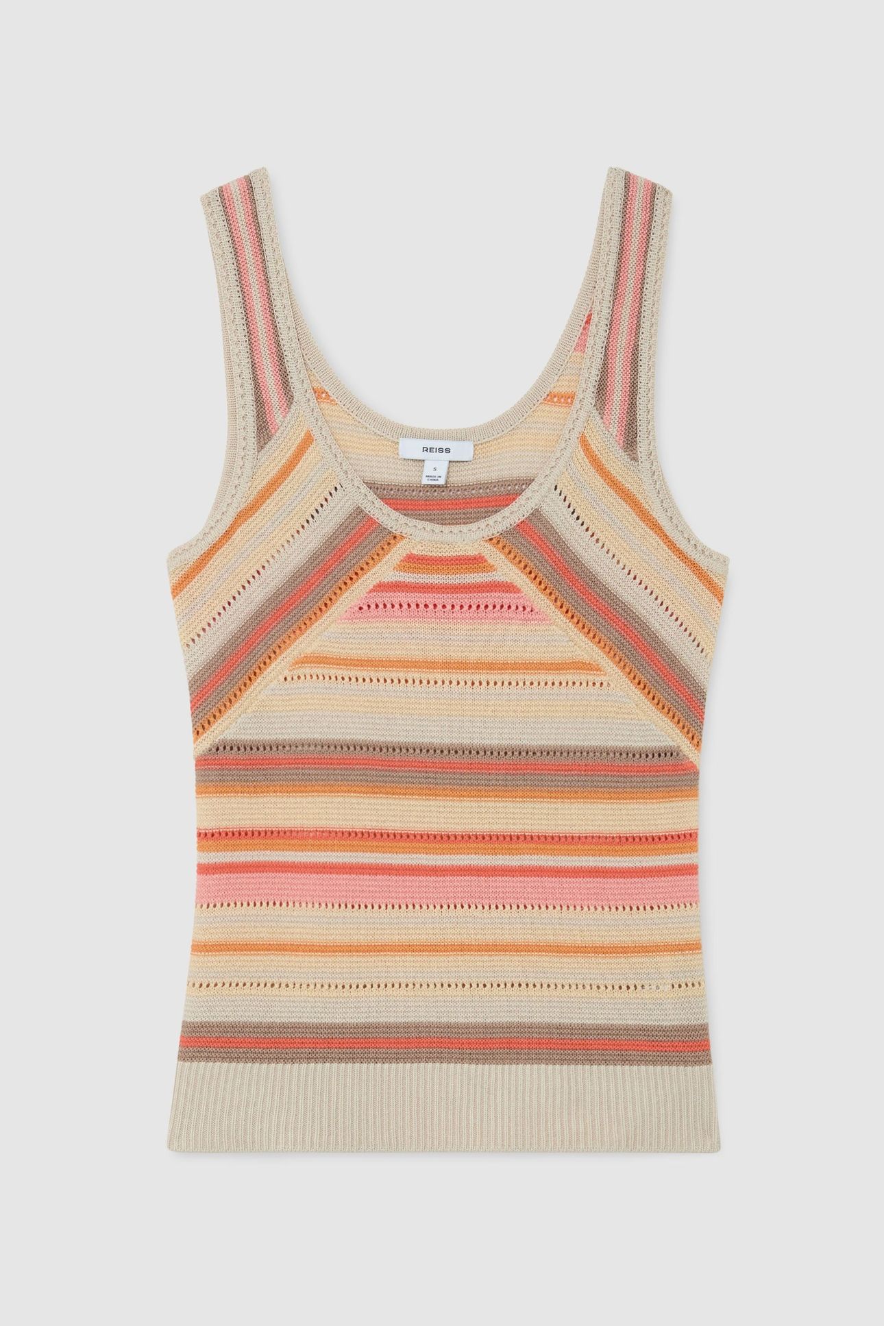 STRIPE KNITTED VEST NEUTRAL/CORAL 4