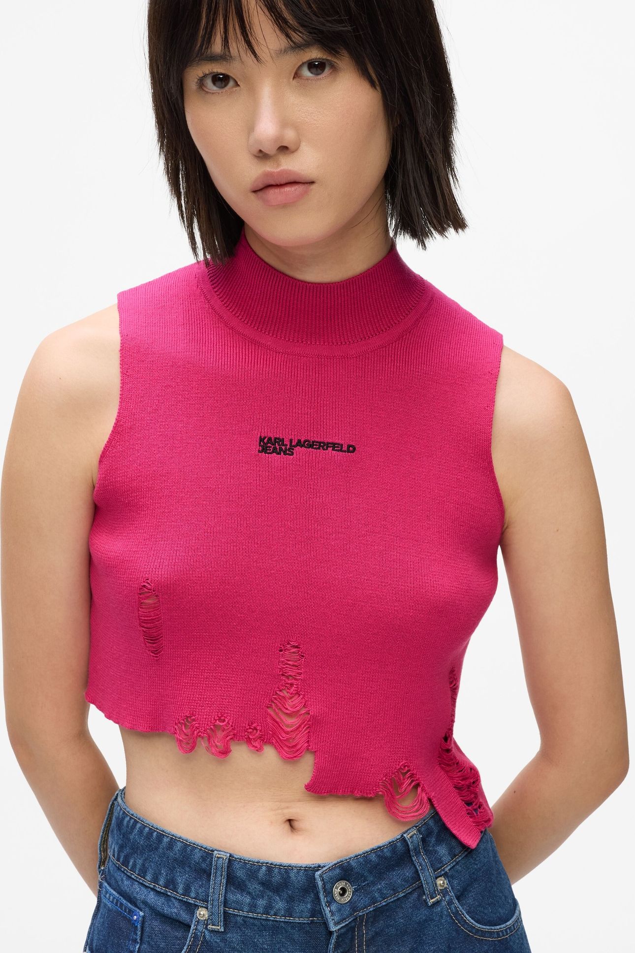 KLJ DISTRUCTED KNITTED TOP VERY BERRY 6