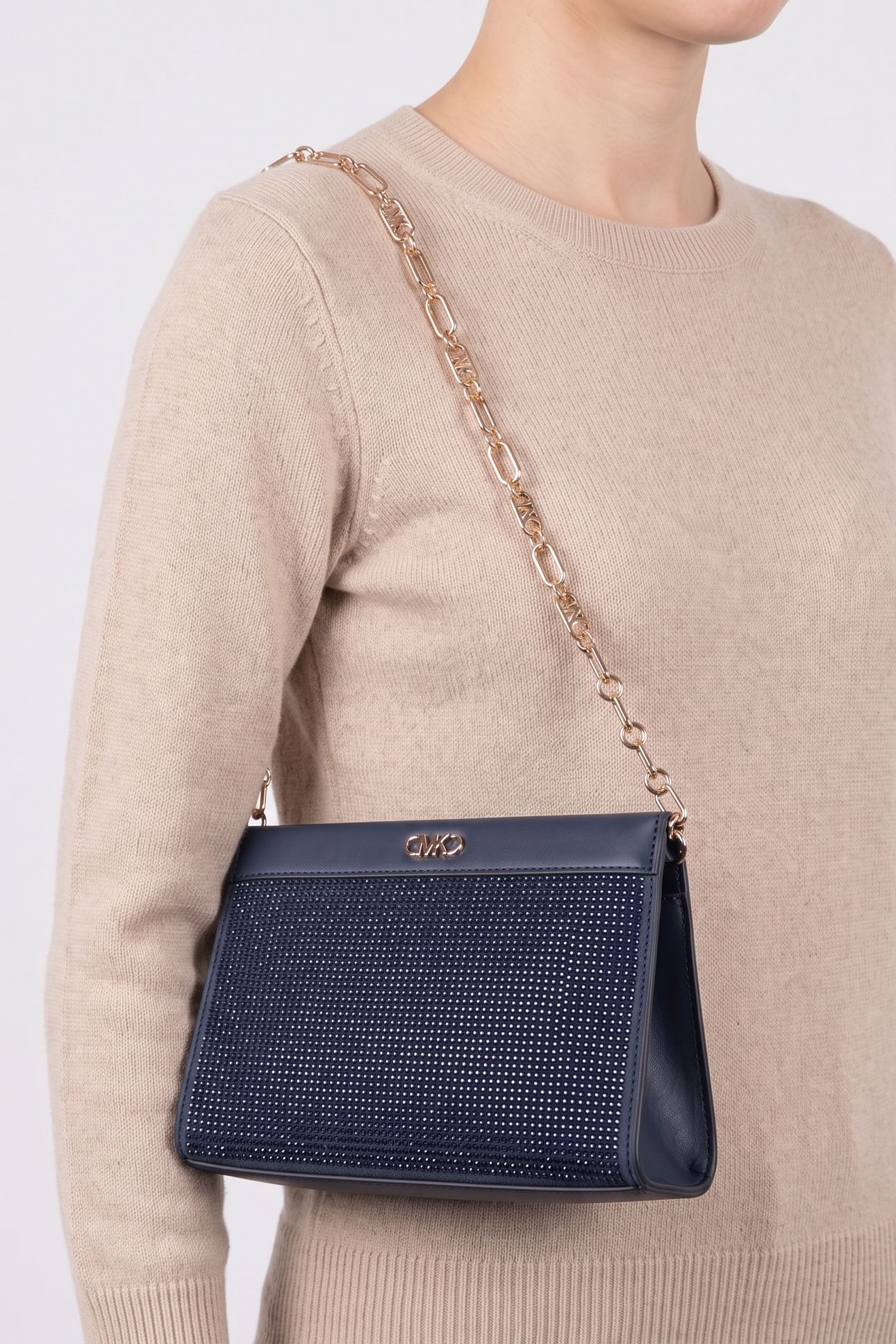 LARGE EMBELLISHED CONVERTIBLE CLUTCH NAVY 3