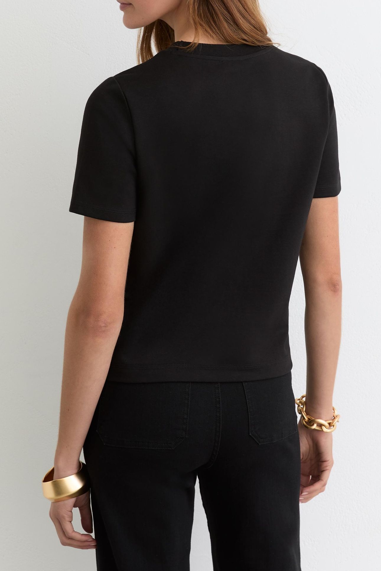 COTTONS CREW NECK TEE BLACK 3