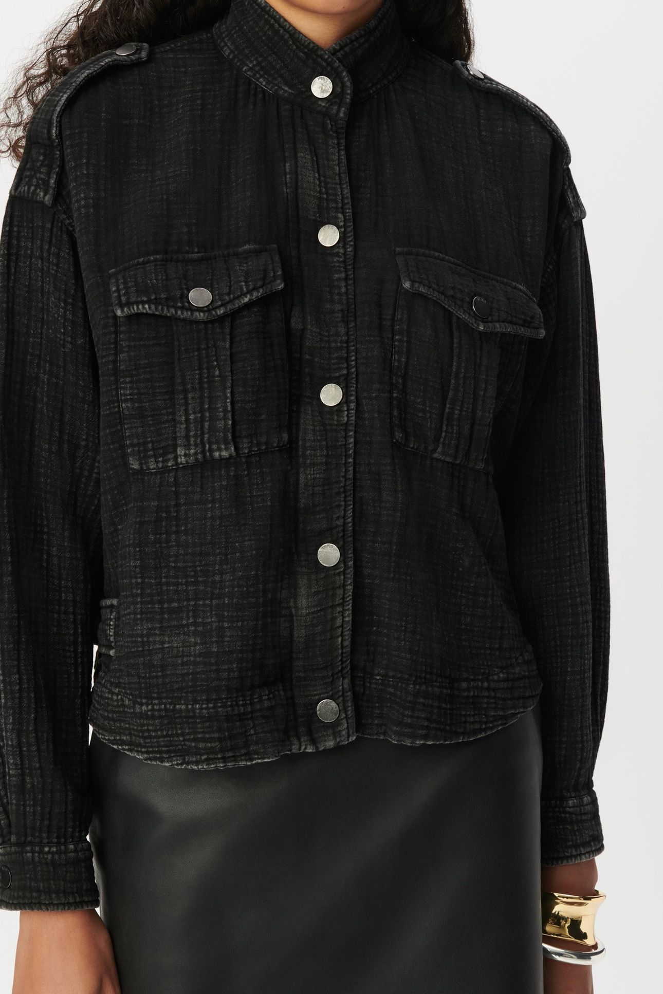 GREY ORGANIC COTTON GAUZE OVERSIZED JACKET 5