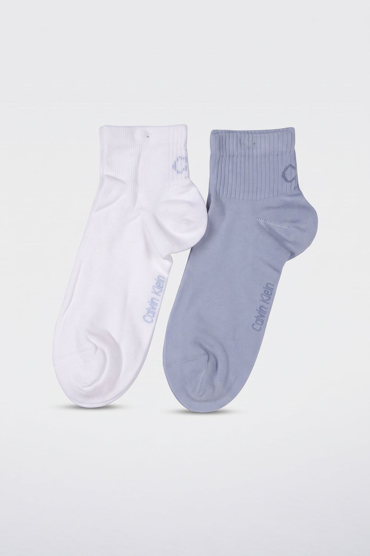 CKJ MEN QUARTER 2-PACK SOCKS WHITE/BLUE 2