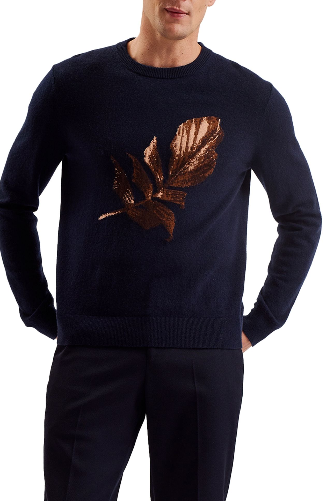 ATESY LS REGULAR CASHMERE CREW NECK NAVY 1