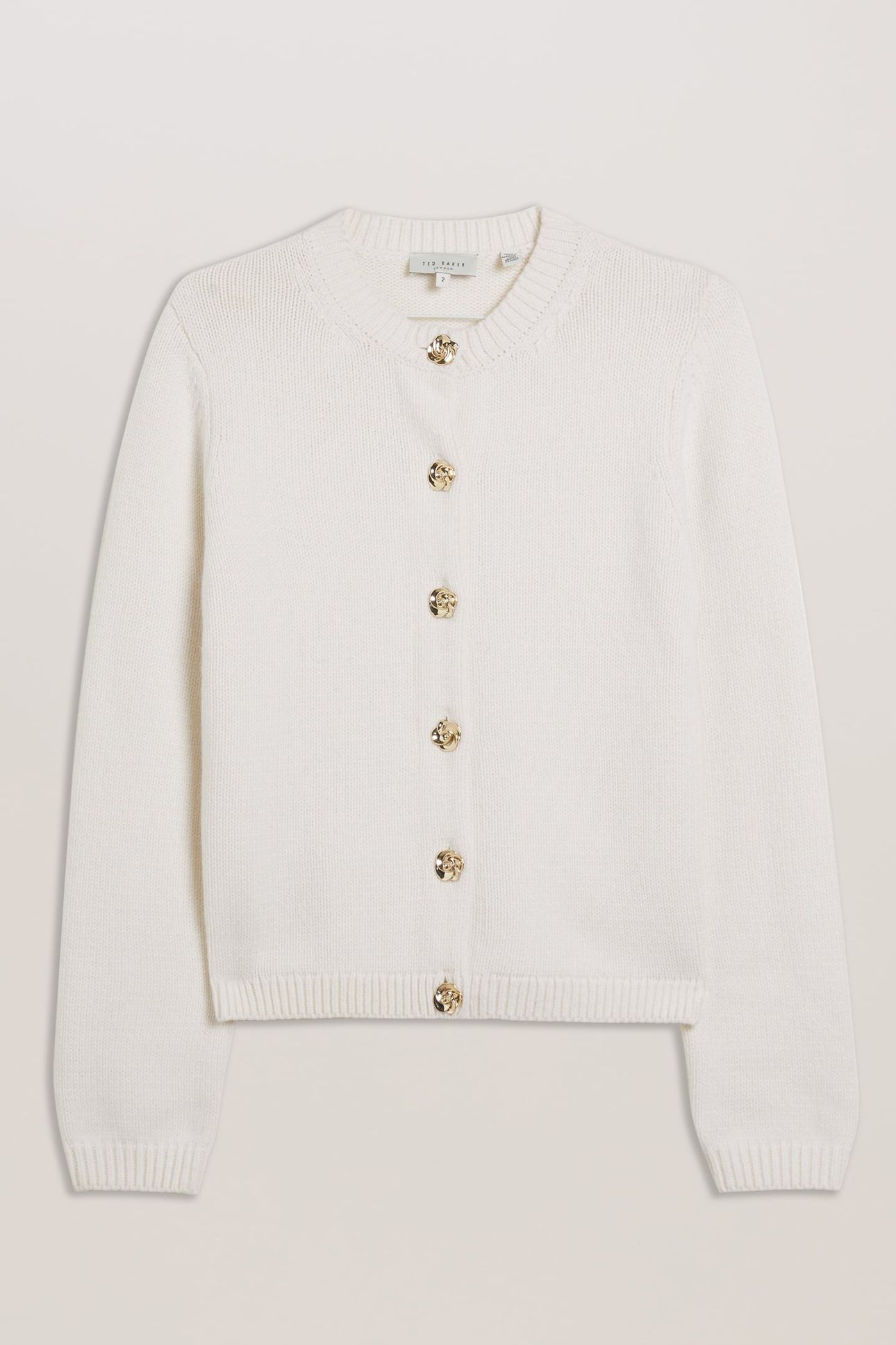 JAYCEY ROSE BUTTON CREW NECK CARDIGAN IVORY 3