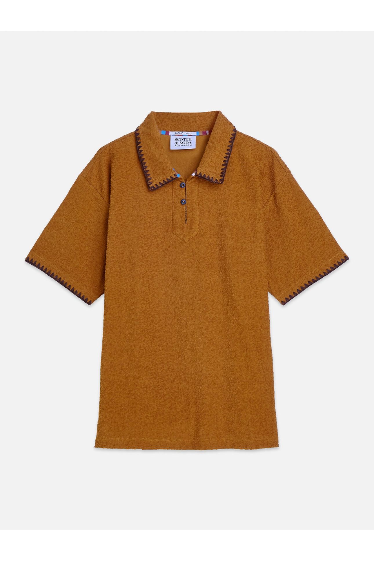 RELAXEDFIT JACQUARD TOWELLING POLO MEDIUM BROWN 4
