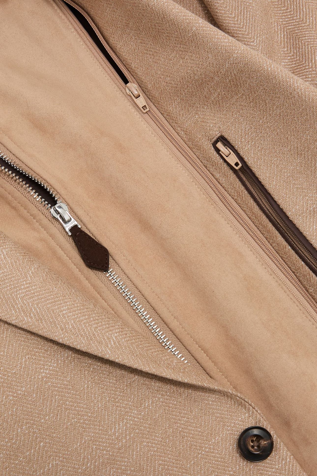 SB HERRINGBONE SUEDE INSERT GILET BLAZER CAMEL 6
