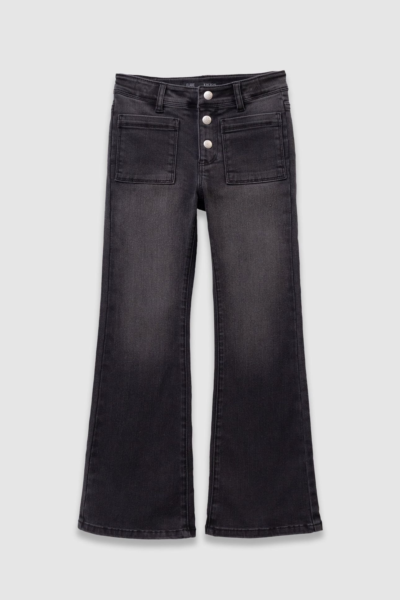 GIRLS’ GREY FLARED JEANS WITH VISIBLE BUTTONS 1