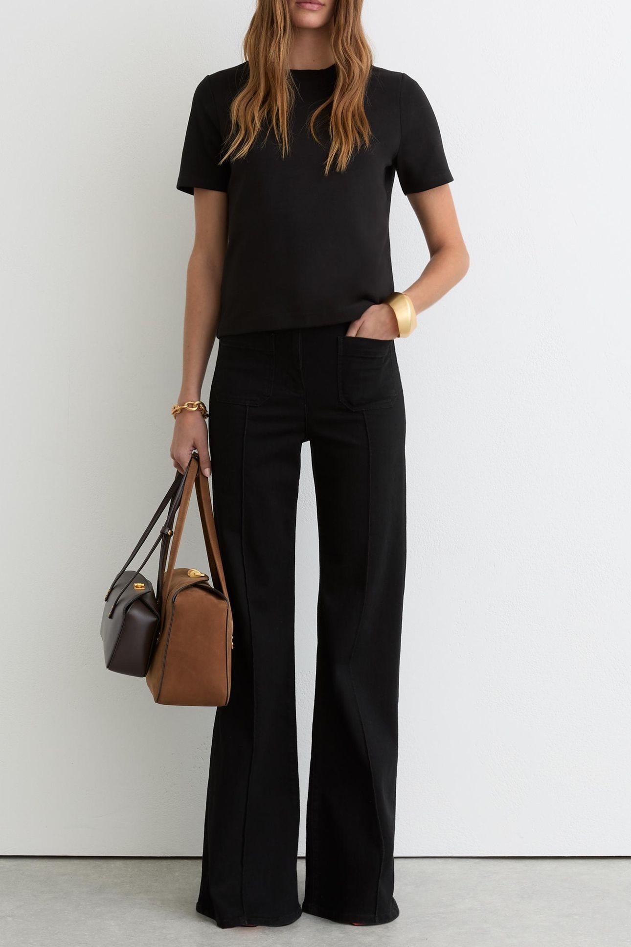COTTONS CREW NECK TEE BLACK 1
