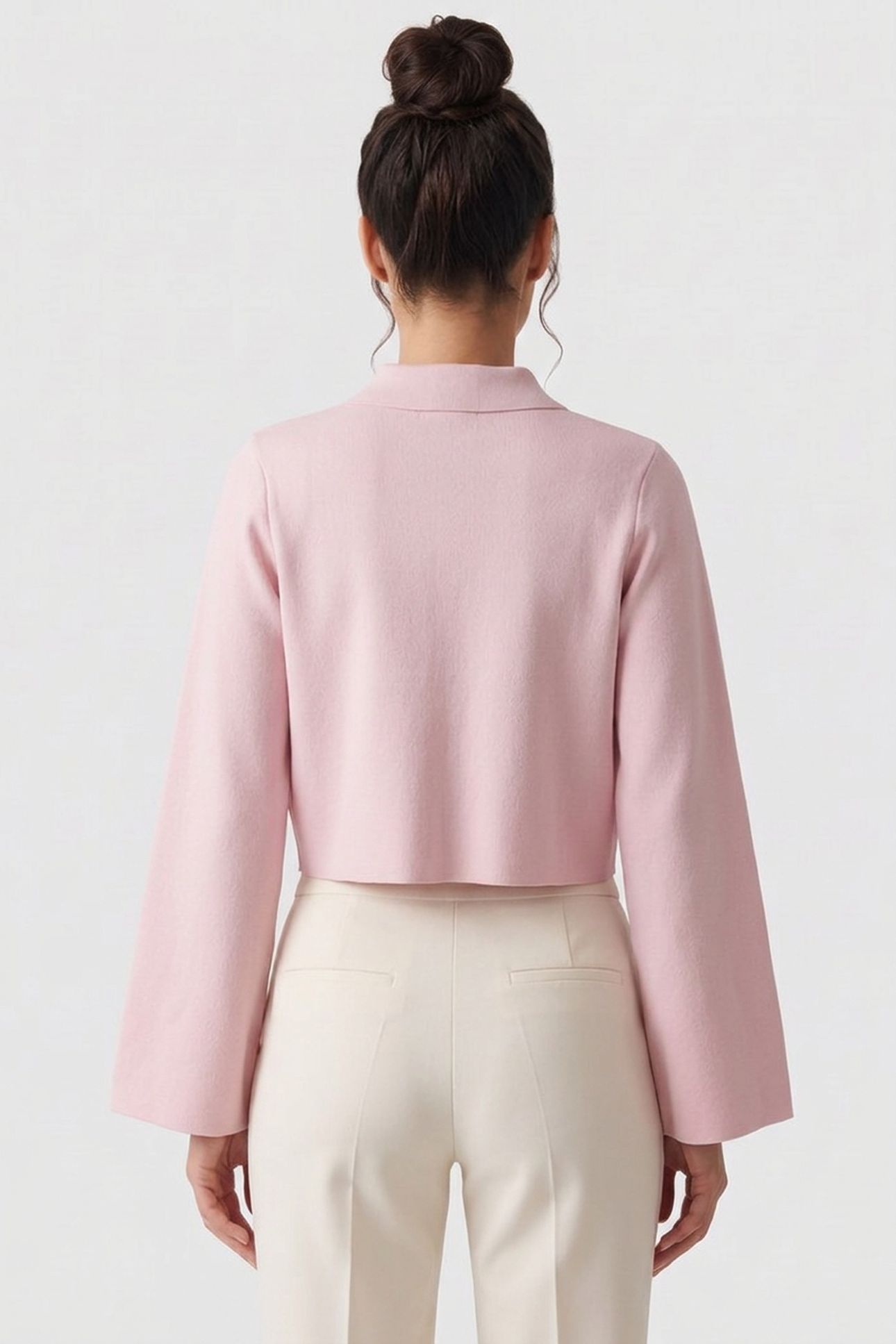 AIMLLI KNITTED JACQUARD COLLARED CARDIGAN PETAL PINK 3