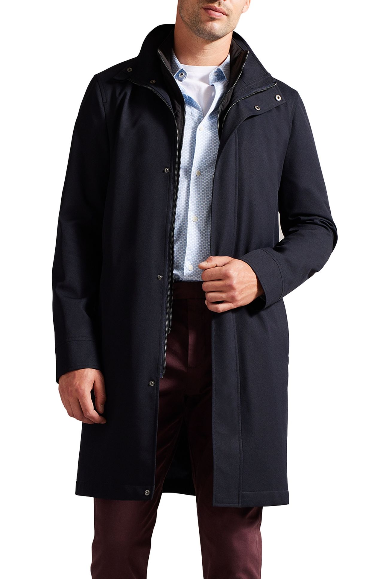 EROLSON NYLON FUNNEL NECK COAT NAVY 1