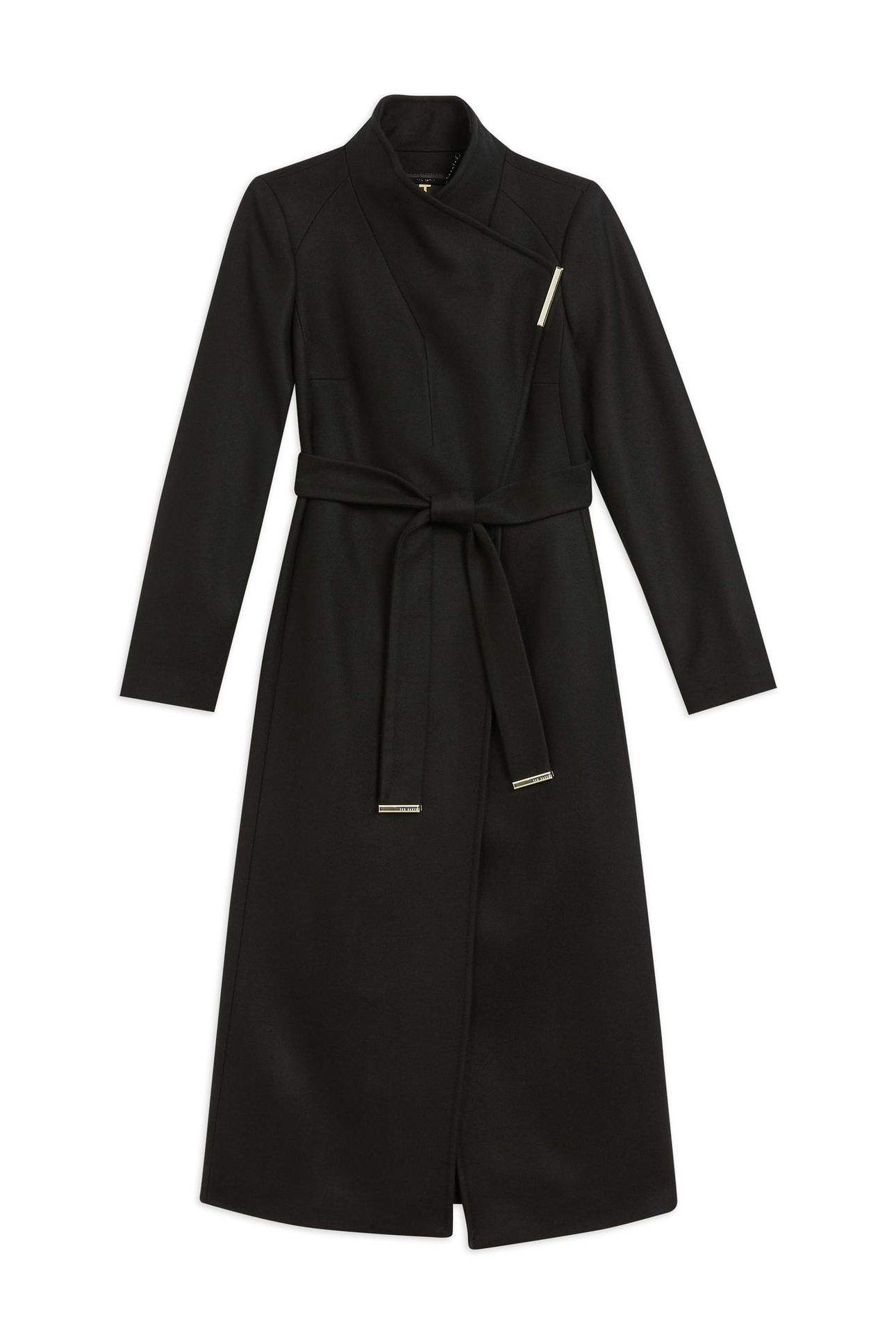 ROSELL LONG LENGTH WOOL WRAP COAT BLACK 3