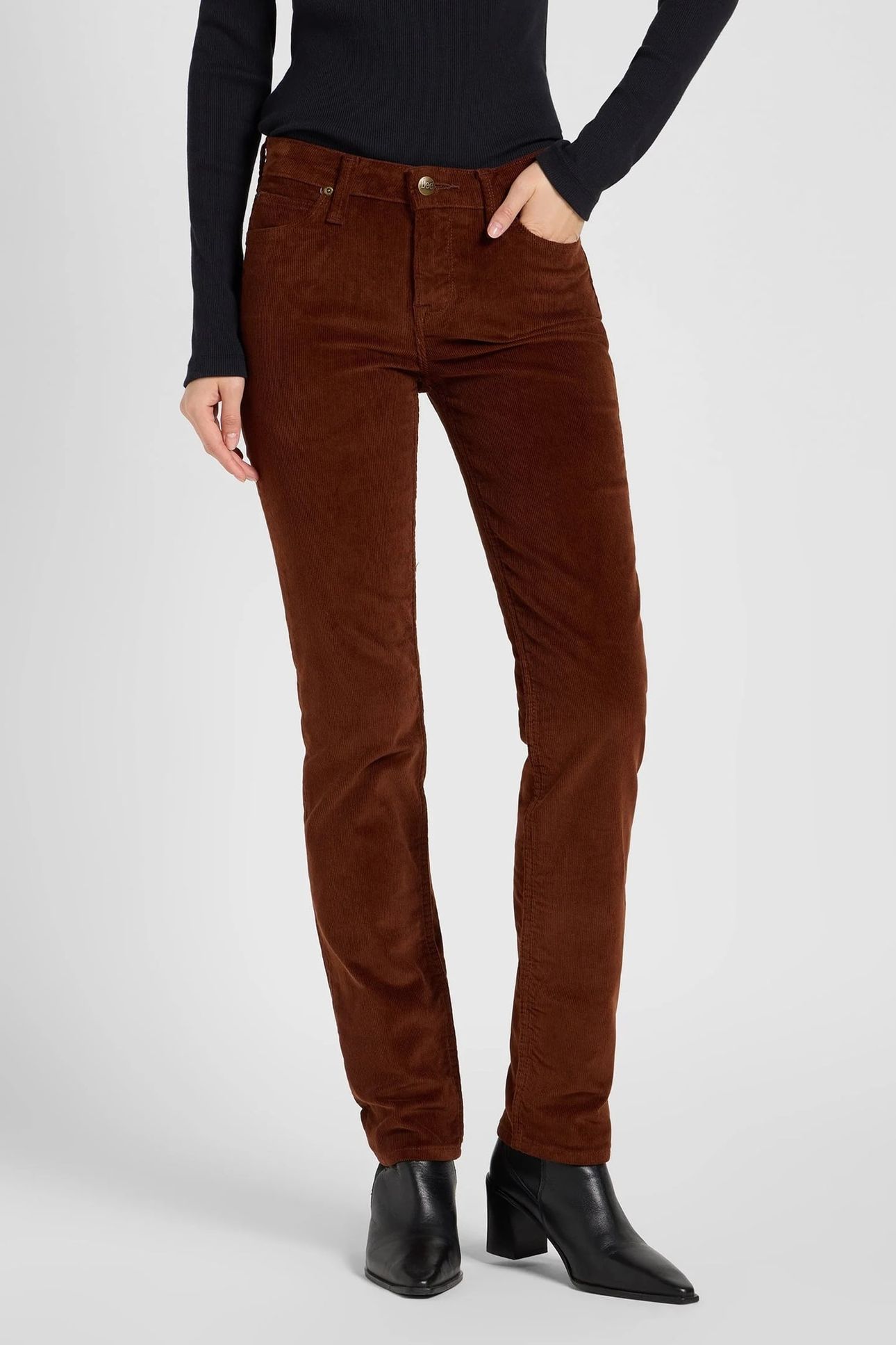MARION LUXE BROWN STRAIGHT JEANS BROWN 1