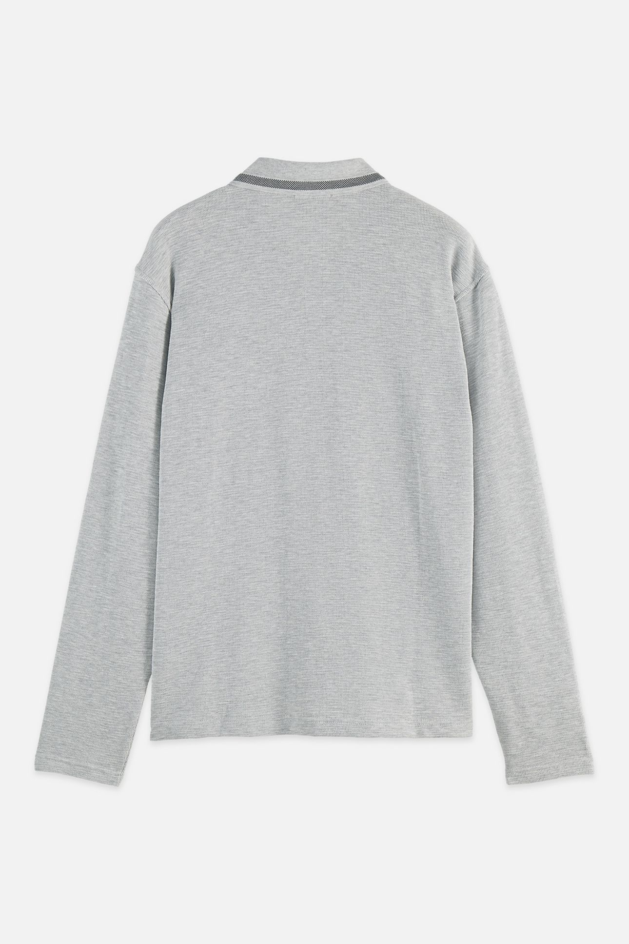 STRUCTURED RELAXED-FIT LONG-SLEEVED POLO LIGHT PASTEL GREY 5