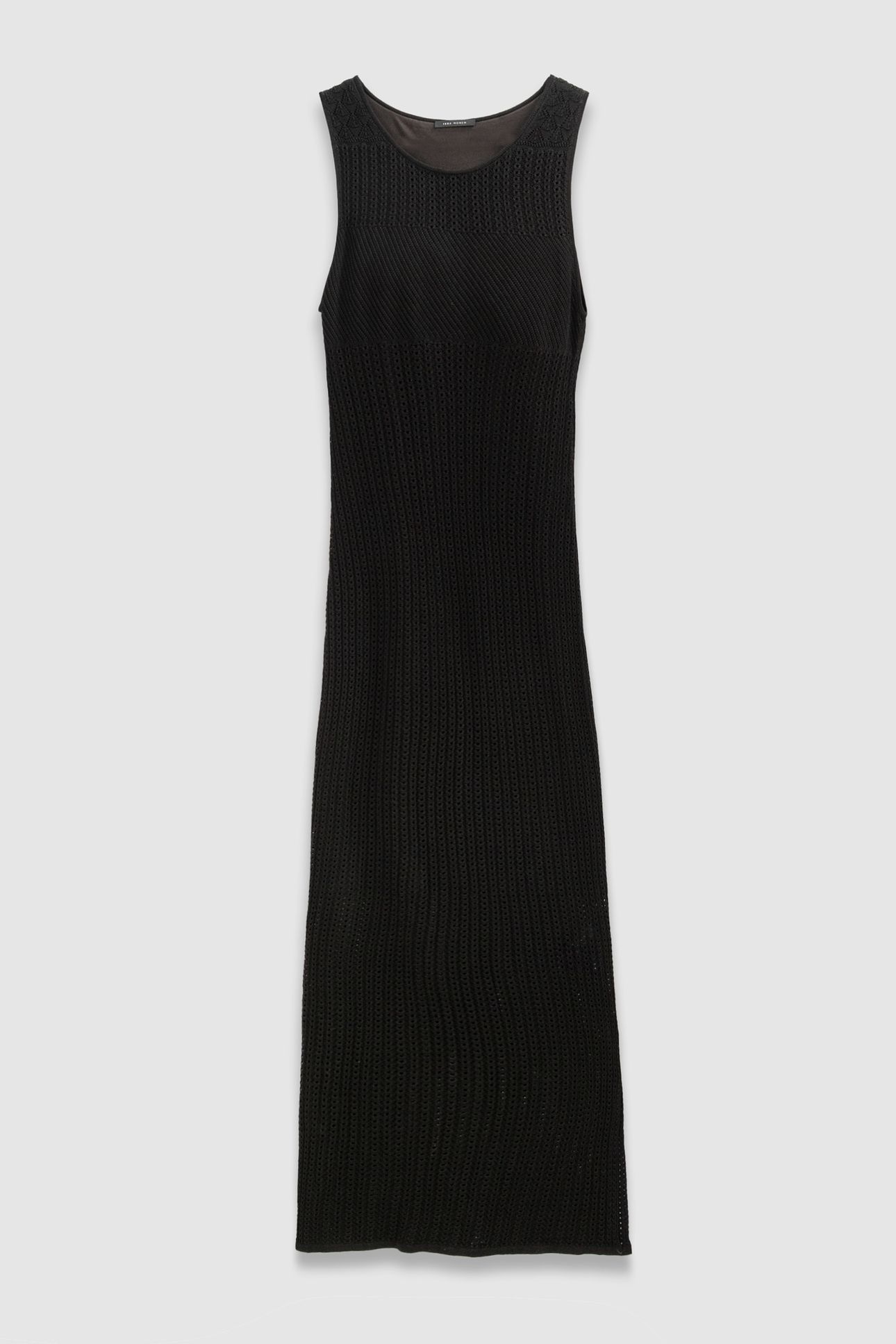 BLACK OPENWORK KNIT MIDI-LENGTH TUBE DRESS 4