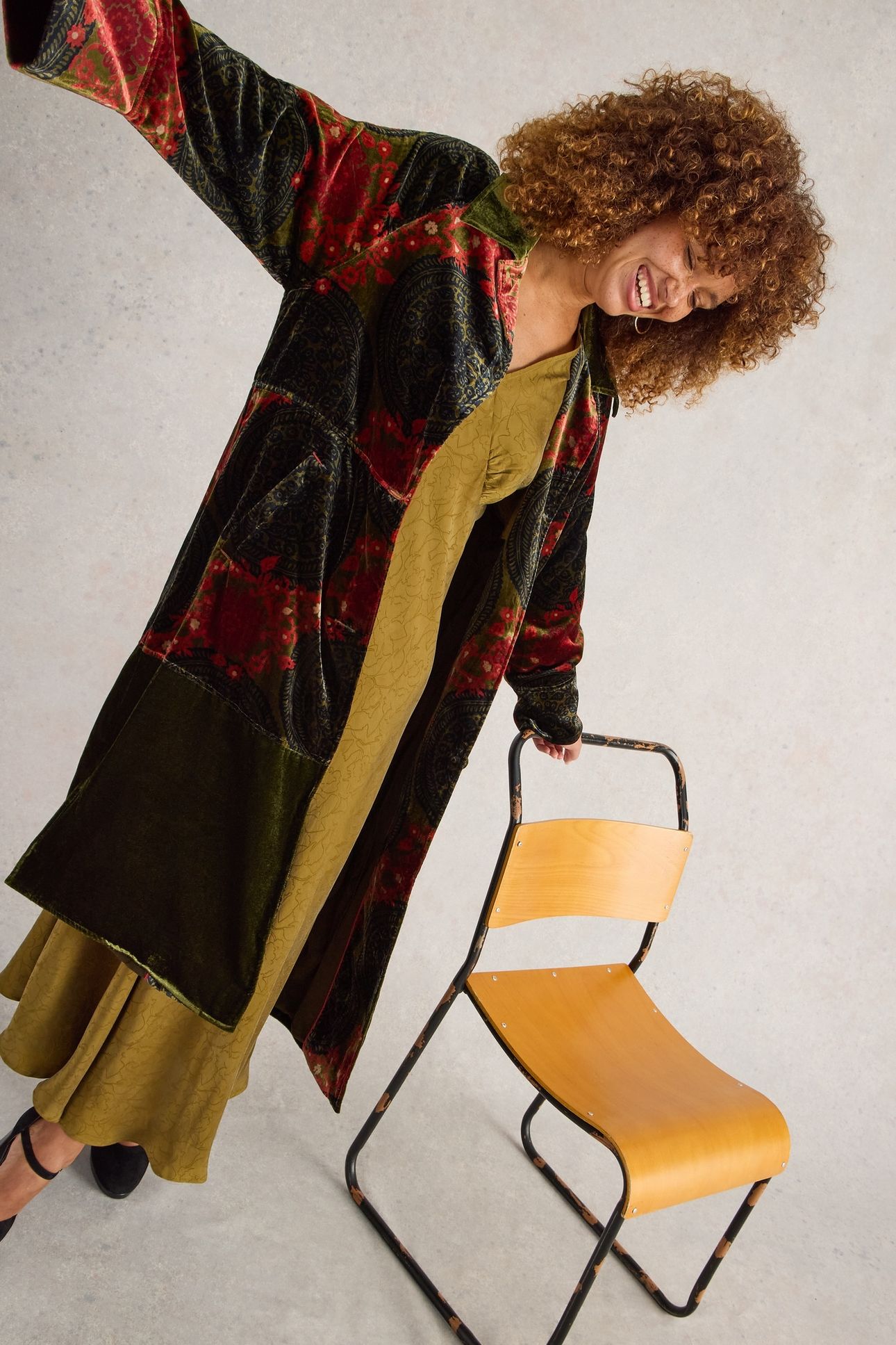 FREYA VELVET DUSTER COAT GREEN PR 5