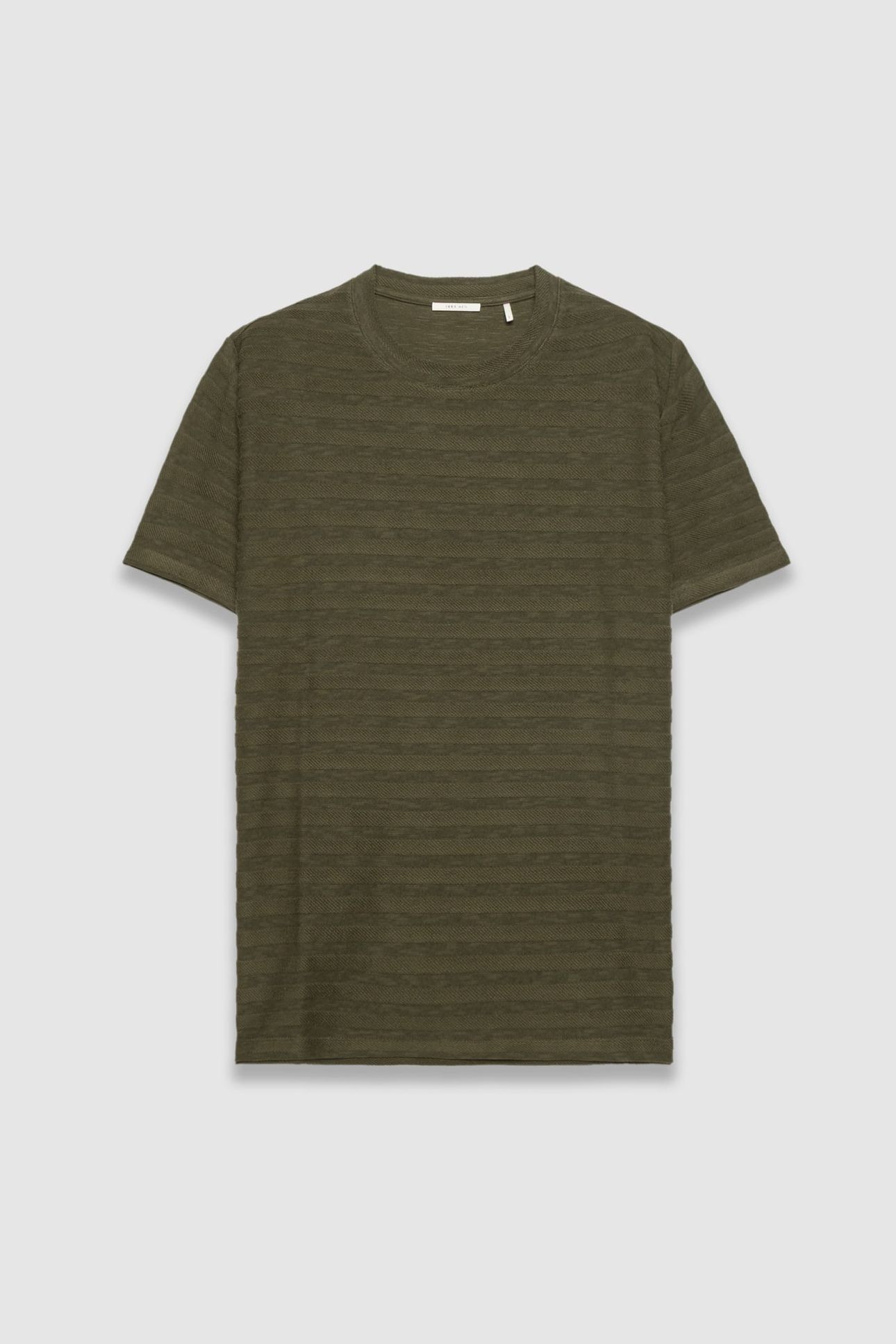 DARK KHAKI TERRY STRIPED PATTERN TEE-SHIRT 4