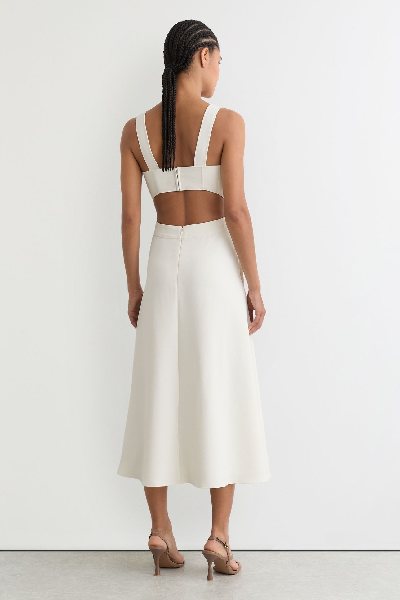 WAISTED MIDI DRESS IVORY 3