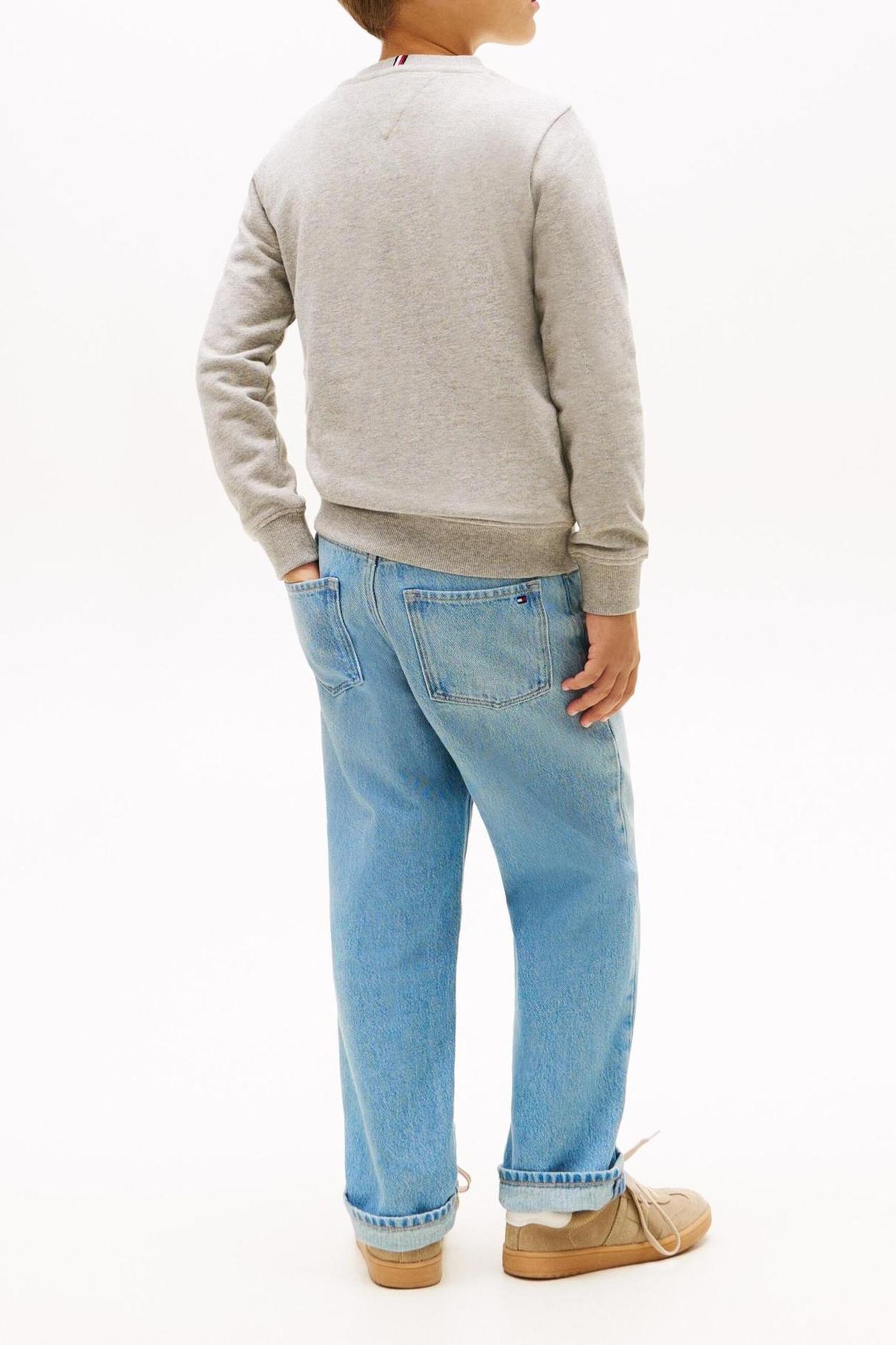BOYS TOMMY FADED PRINT SWEATSHIRT MID GREY HEATHER 4