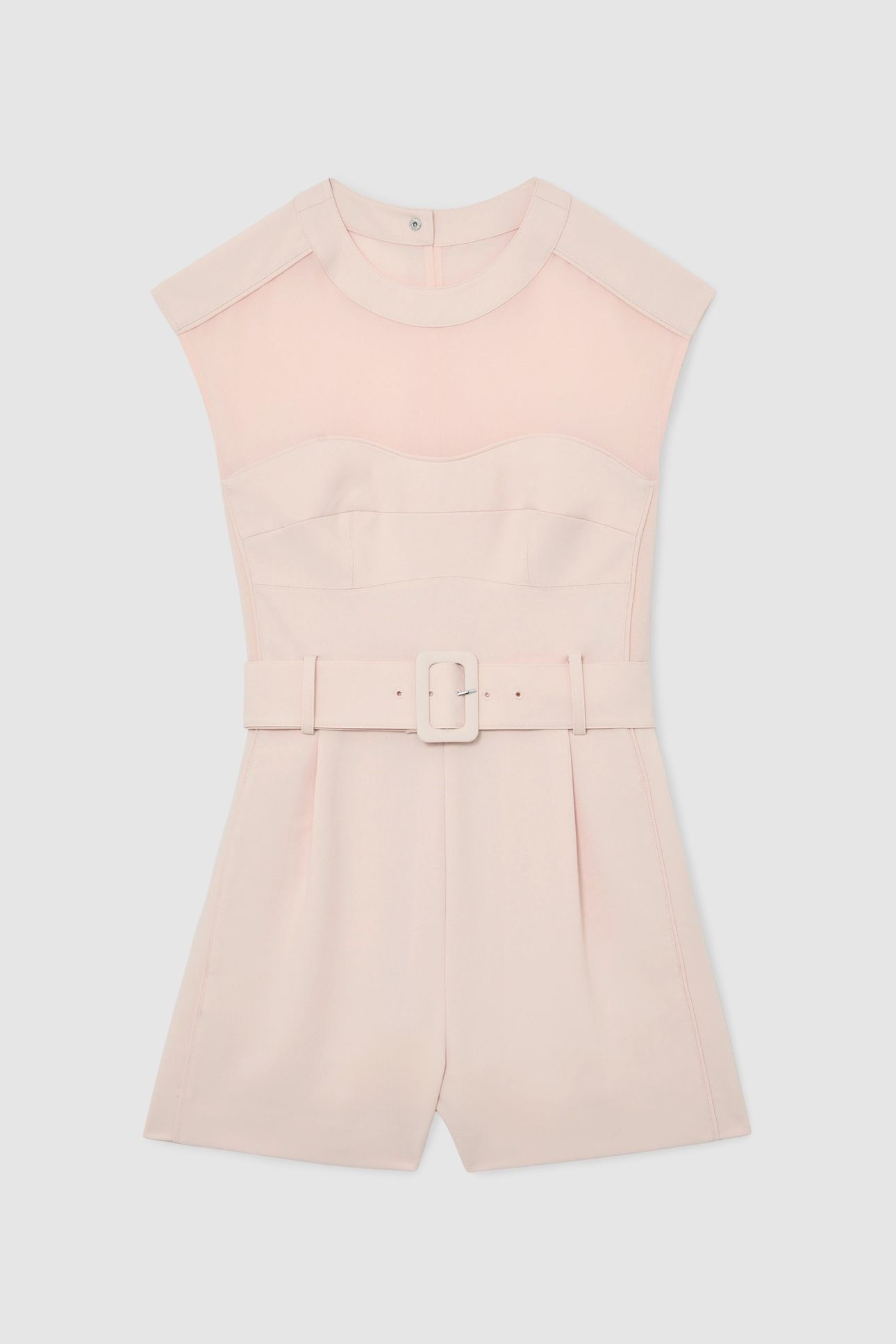 STRUCTURED BELTED PLAYSUIT PALE PINK 4