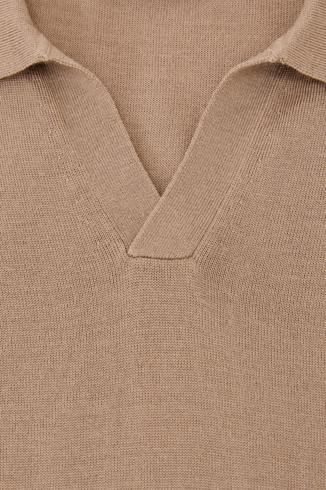 SS OPEN COLLAR MERINO WOOL POLO CAMEL BROWN 6