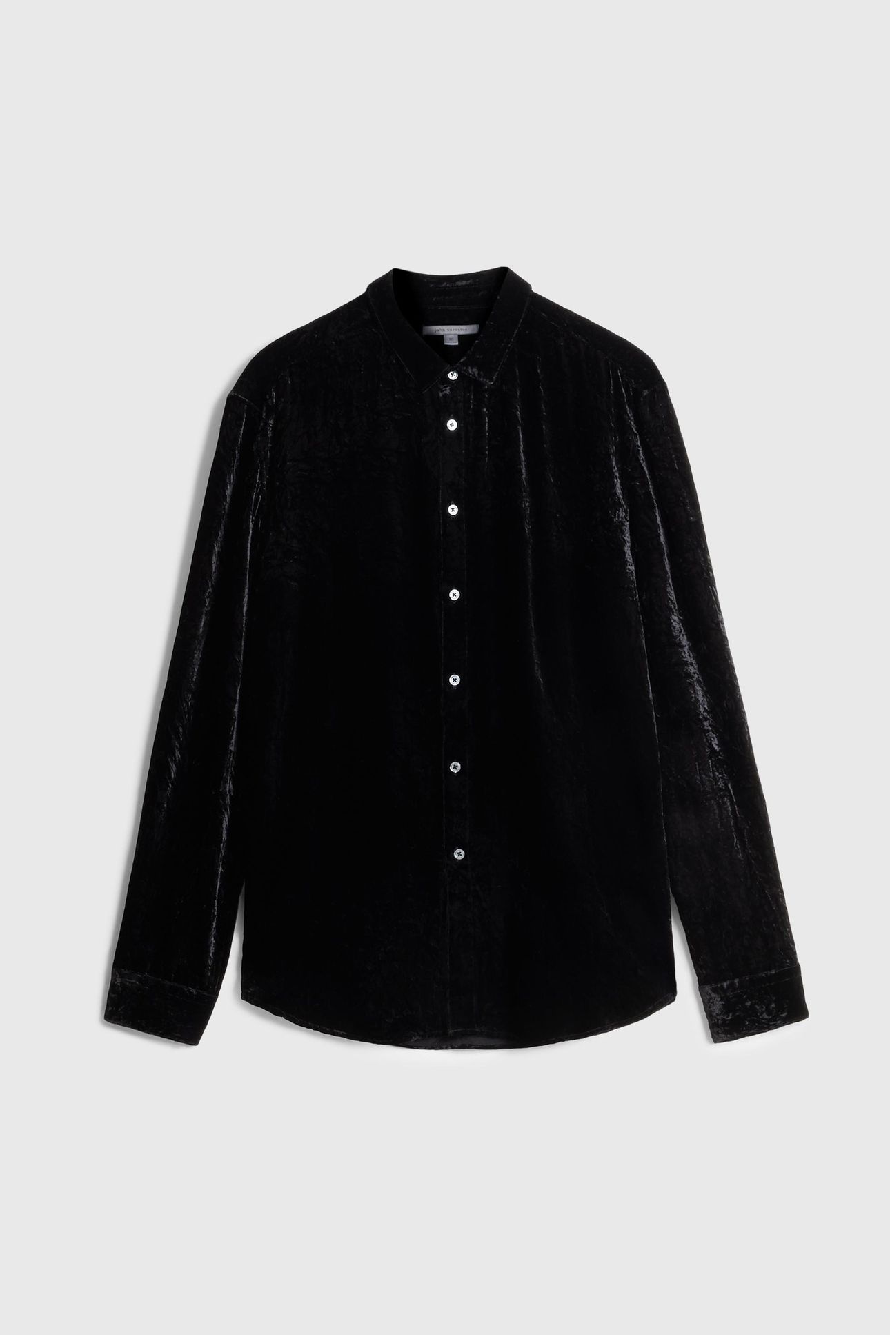 CRINKLED VELVET SLIM SHIRT BLACK 2