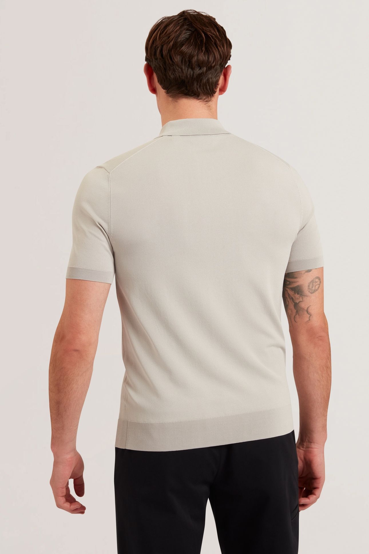DALDIN SS RAYON ZIP POLO MID-GREY 2