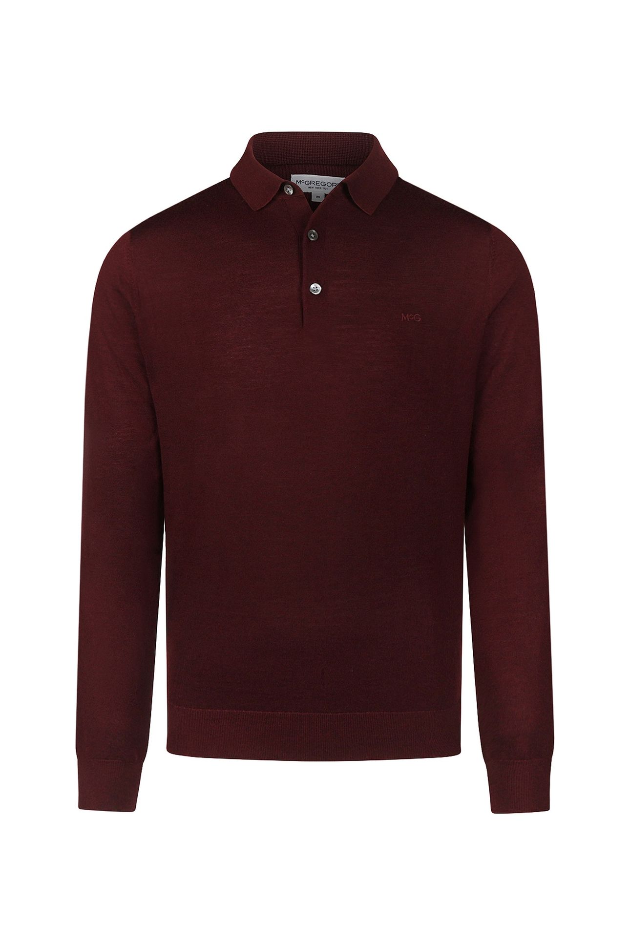 FINE MERINO L/S POLO BURGUNDY 2