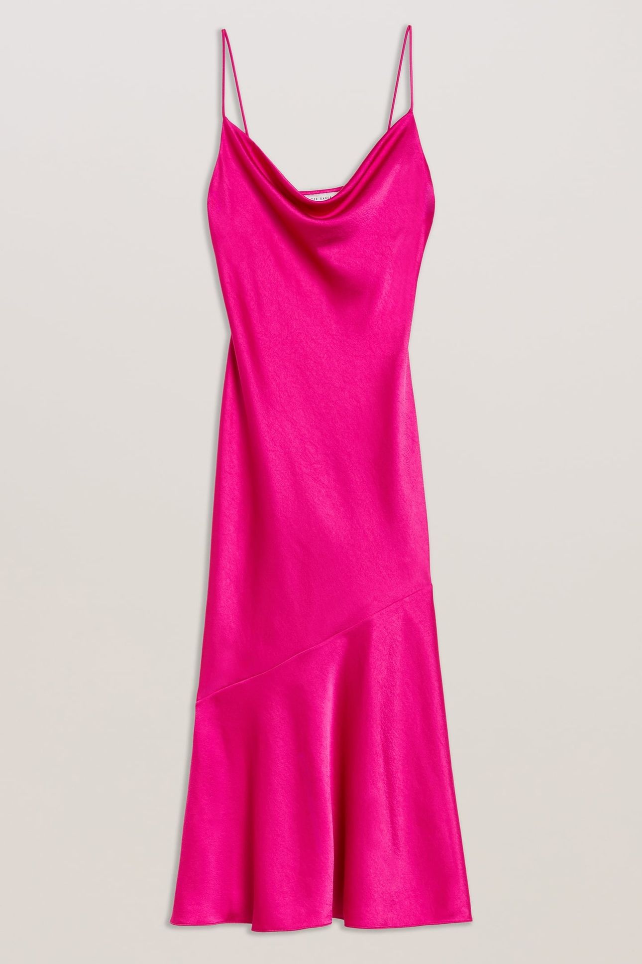 TUNCA SATIN COWL NECK EVENING MIDI DRESS PINK 3