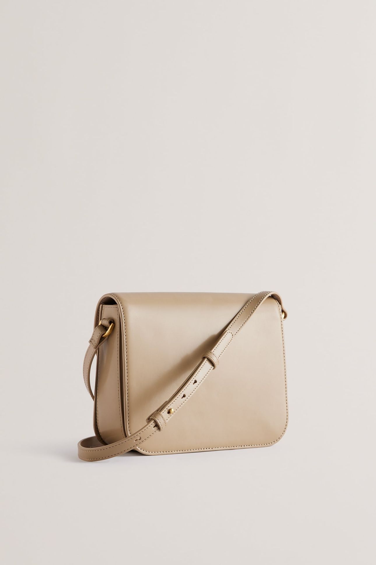 POLISHED LEATHER SATCHEL BAG TAUPE 4