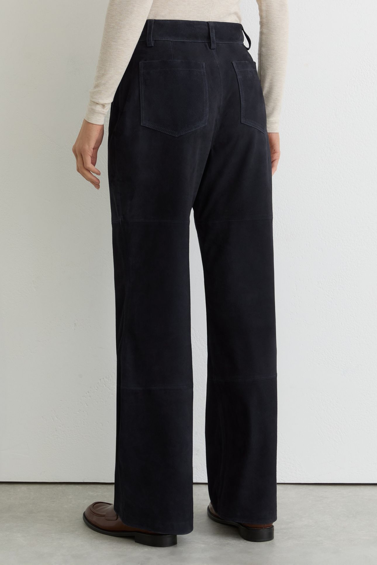 SUEDE FLARE TROUSER NAVY 3