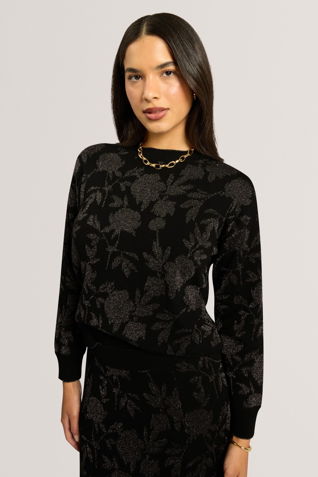 CROPPED JACQUARD JUMPER BLACK 1