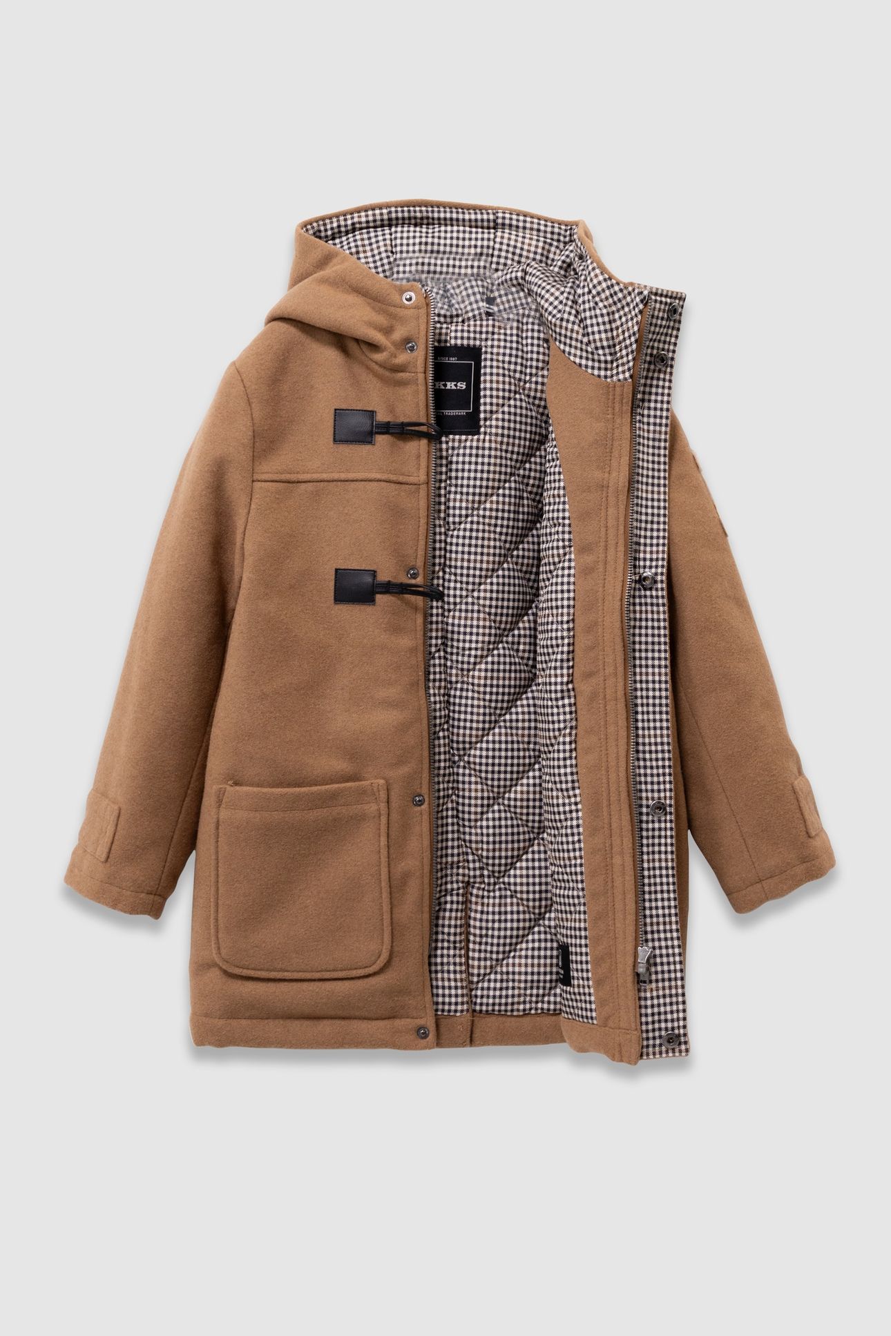 BOYS’ BEIGE WOOLCLOTH DUFFLE-COAT-STYLE HOODED COAT 3